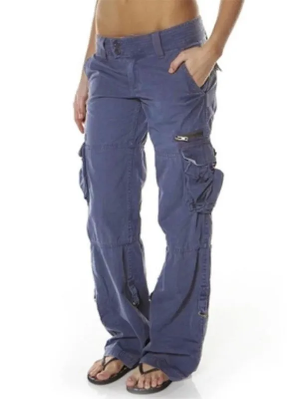 Retro French Mid Waist Loose Lady Cargo Pants (5 colors)