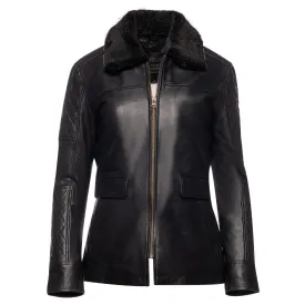 Sable Aviator Style Jacket With Shearling Collar