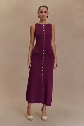 Sawyer Sleeveless Buttoned Maxi Dress - Plum