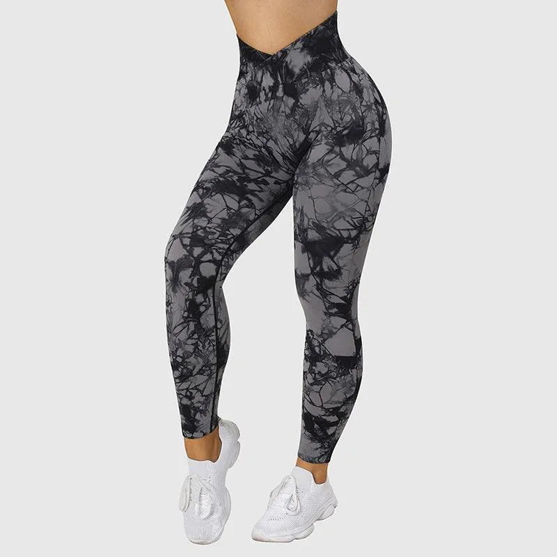 Seamless Tie Dye Leggings Women Yoga Pants Sport Fitness Running Gym Leggings