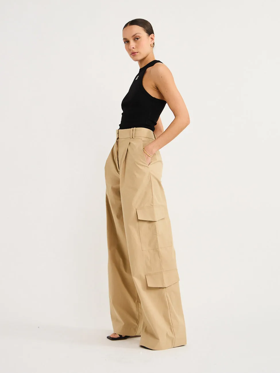 Shona Joy Sabato Slouchy Cargo Pant in Tan