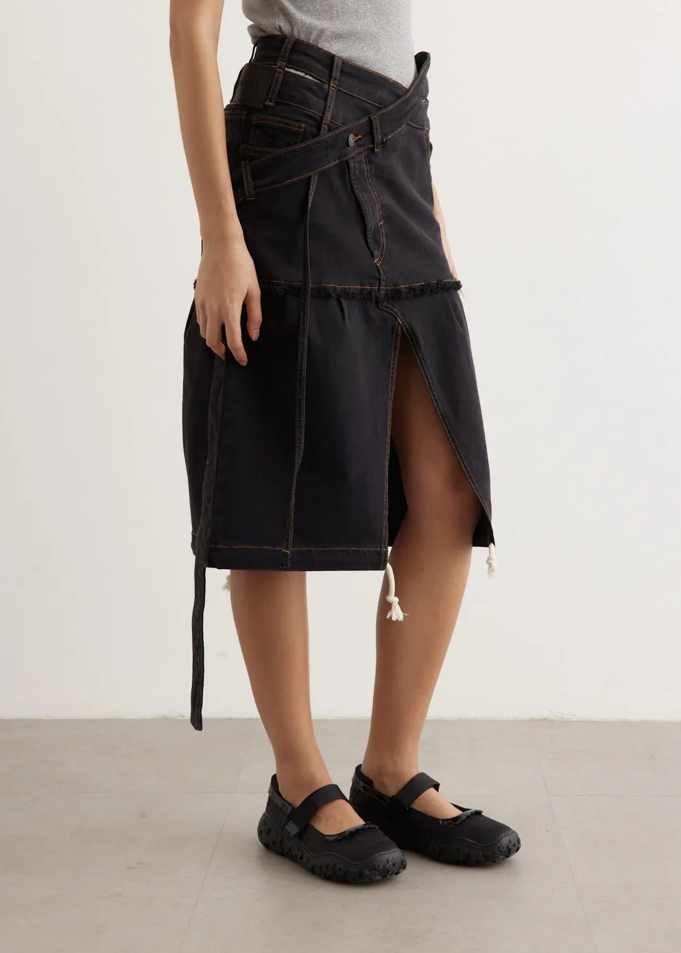 Signature Wrap Denim Skirt