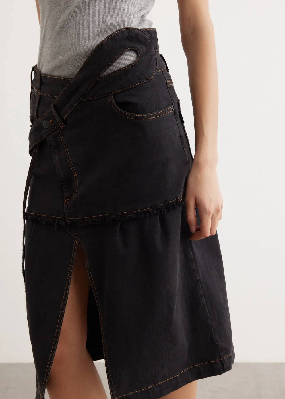 Signature Wrap Denim Skirt