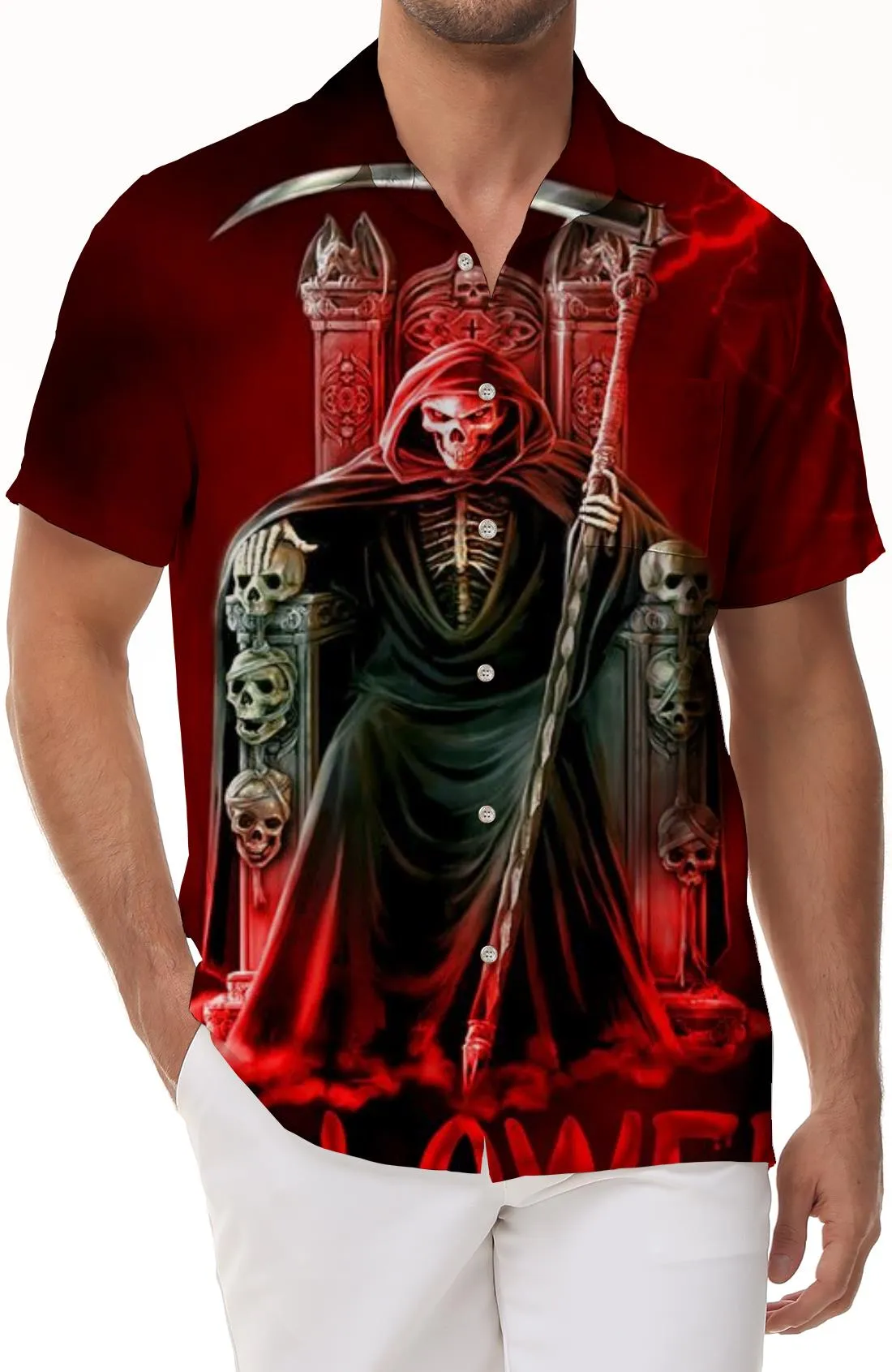 Skull Mens Casual Punk Style Skull 3D Printed Shirt Men Tops Hip Hop Short Sleeve