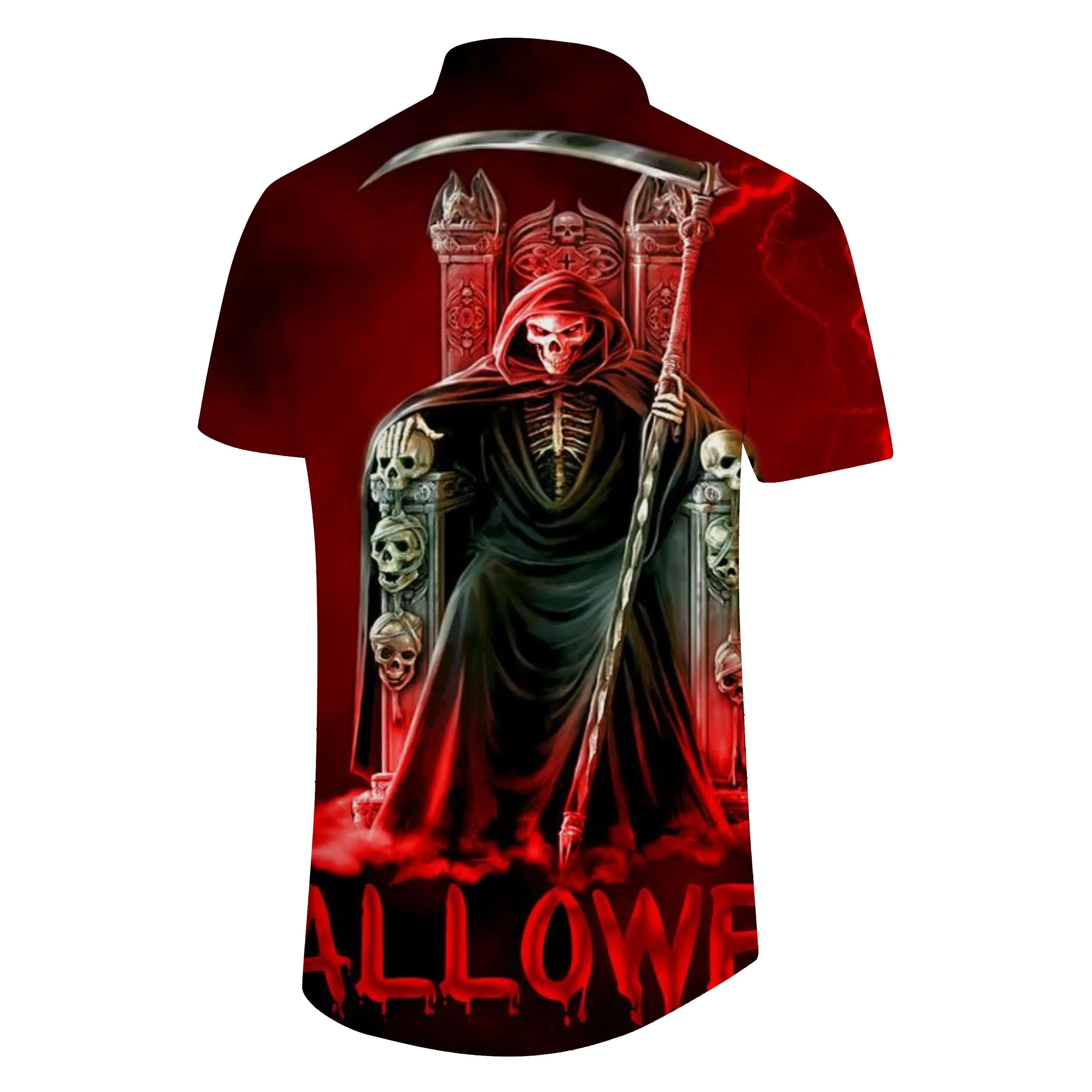 Skull Mens Casual Punk Style Skull 3D Printed Shirt Men Tops Hip Hop Short Sleeve