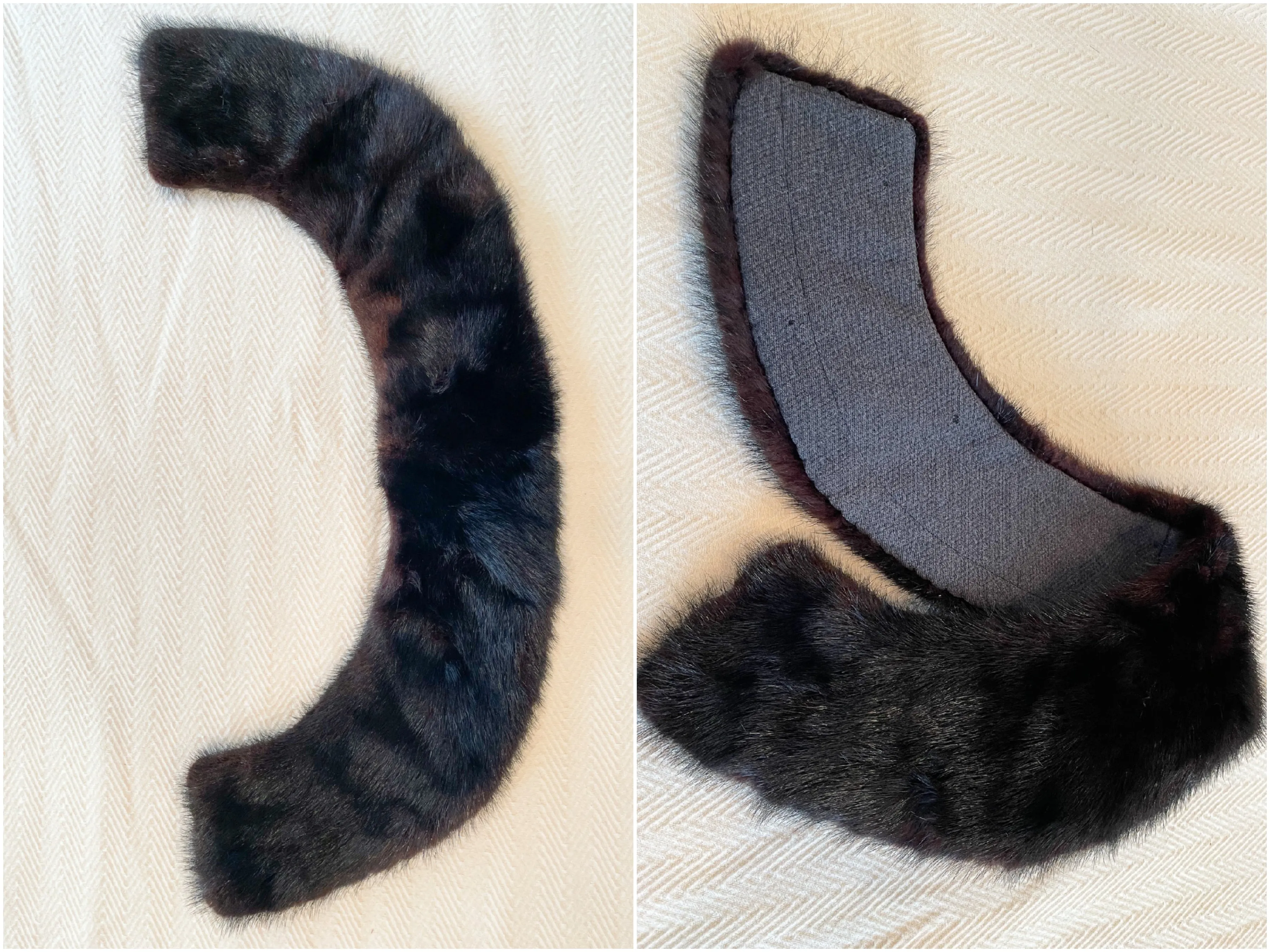 SOLD Vintage Dark Brown Mink Fur Collar, Replacement Coat Collar