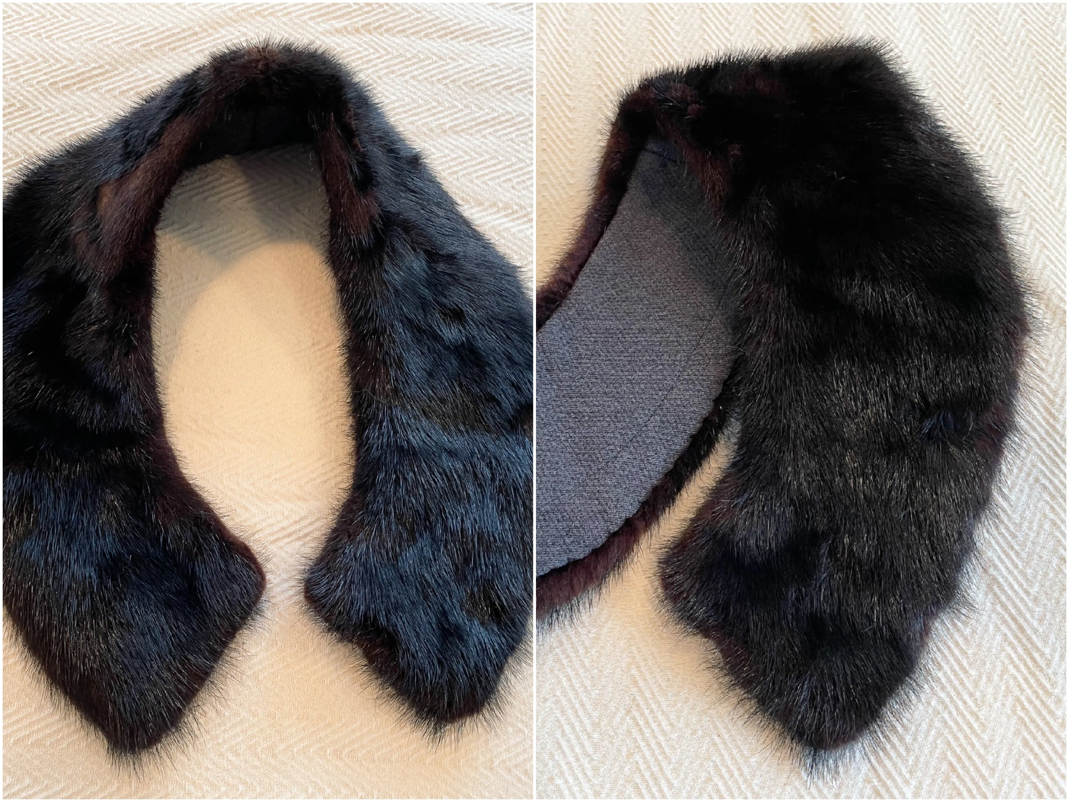 SOLD Vintage Dark Brown Mink Fur Collar, Replacement Coat Collar