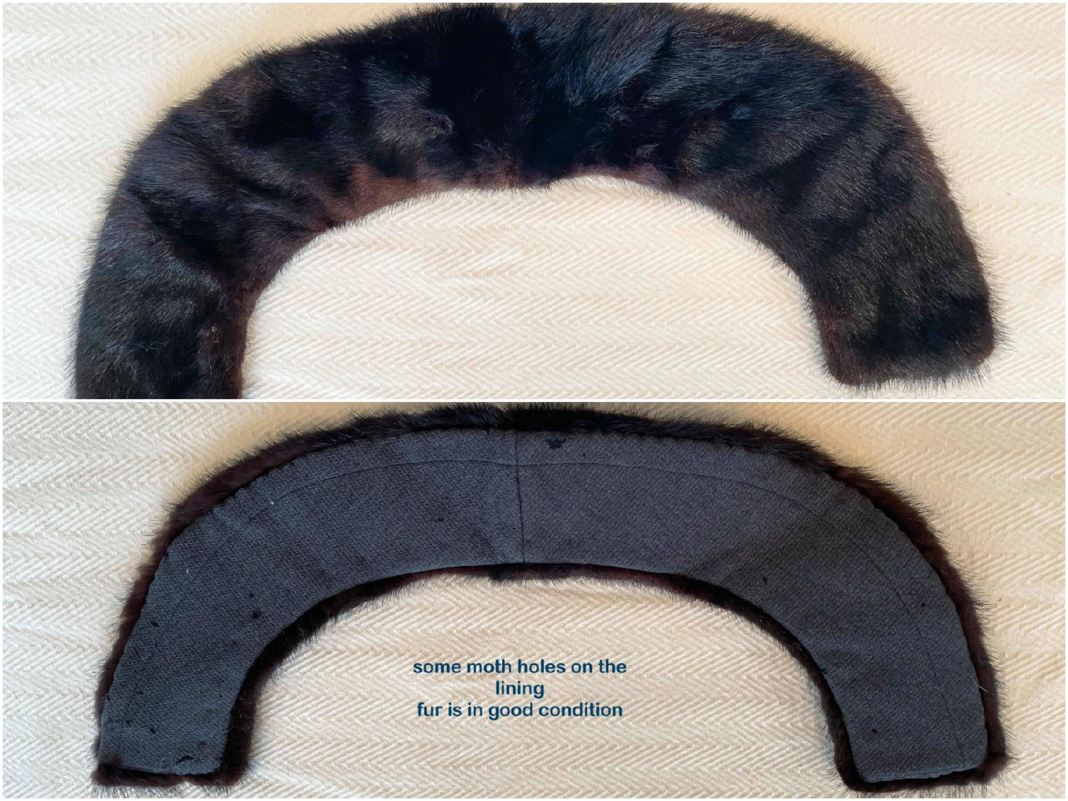 SOLD Vintage Dark Brown Mink Fur Collar, Replacement Coat Collar