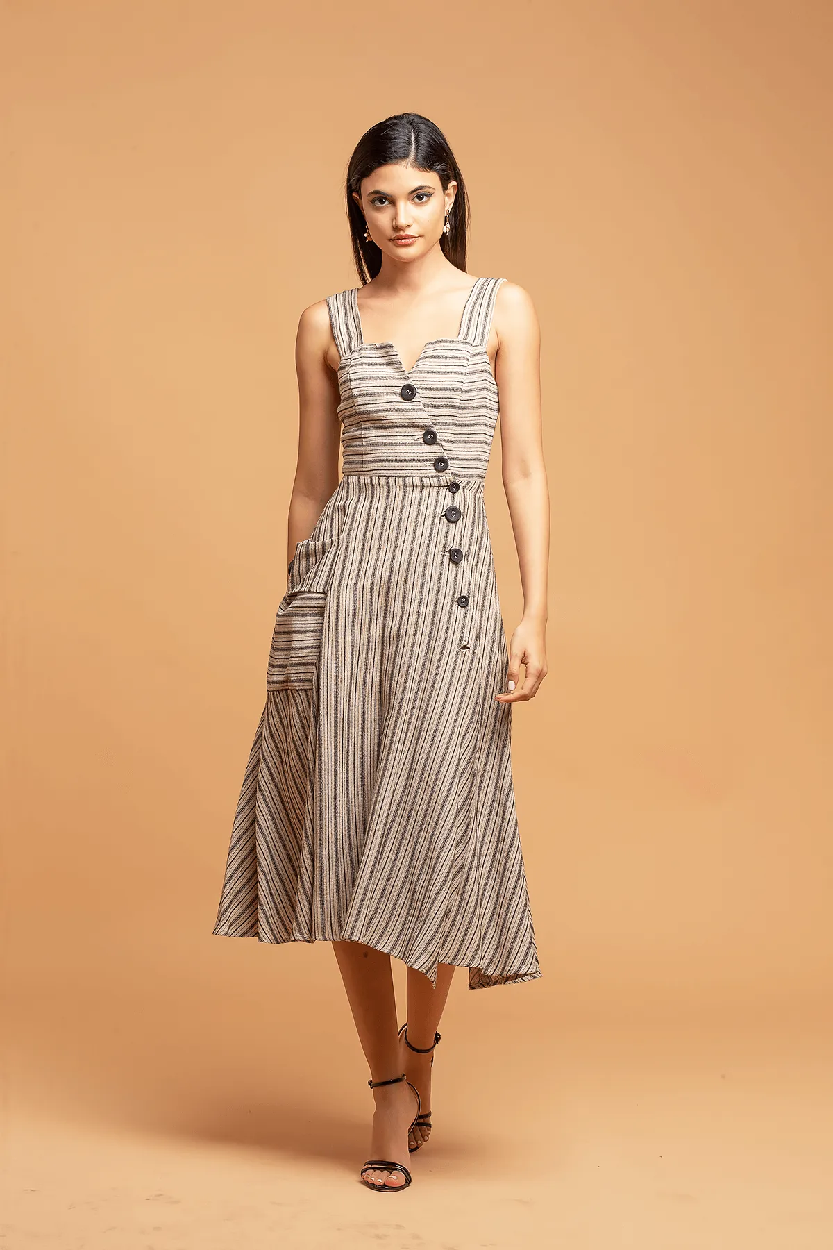 Striped Utility Midi Dress