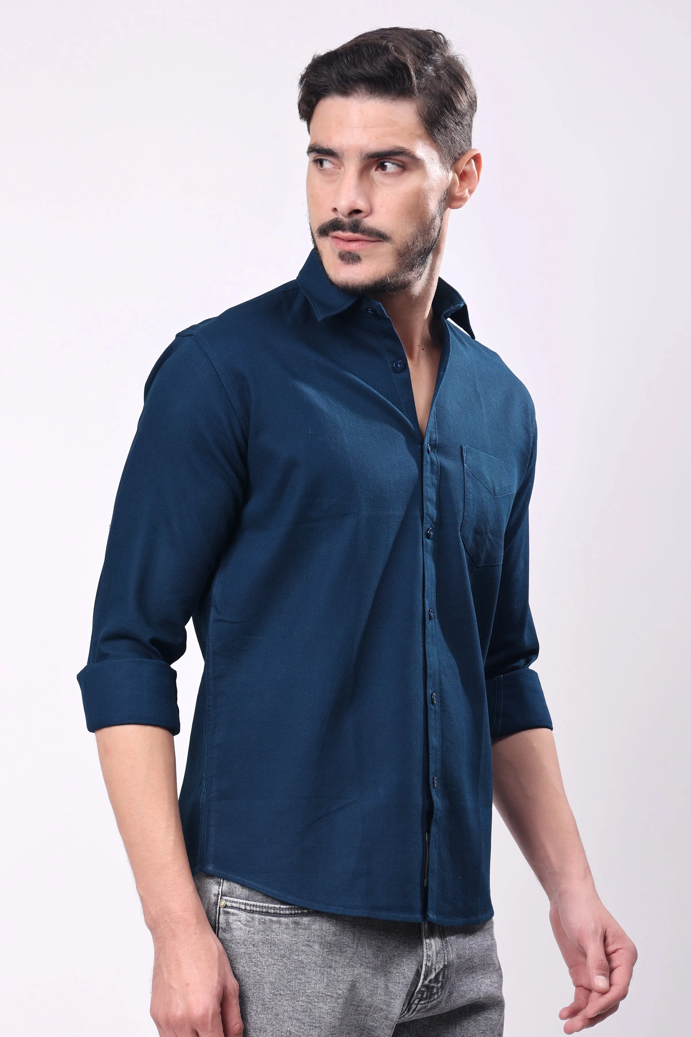 Stylox Men's Solid Slim Fit Casual Shirt