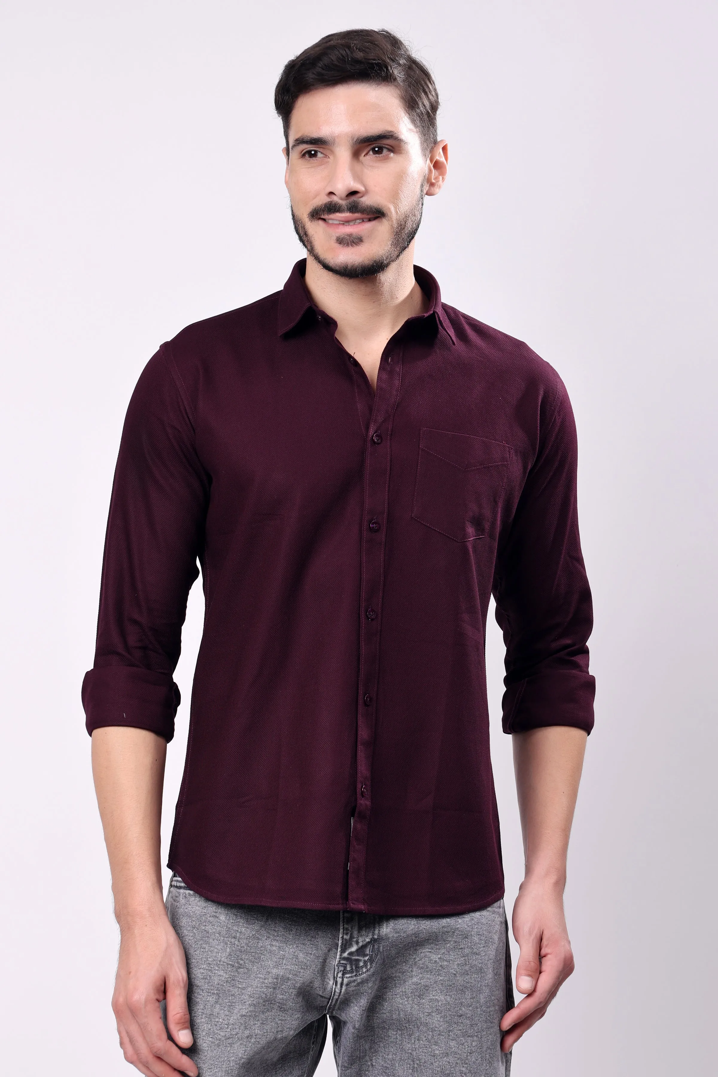 Stylox Men's Solid Slim Fit Casual Shirt