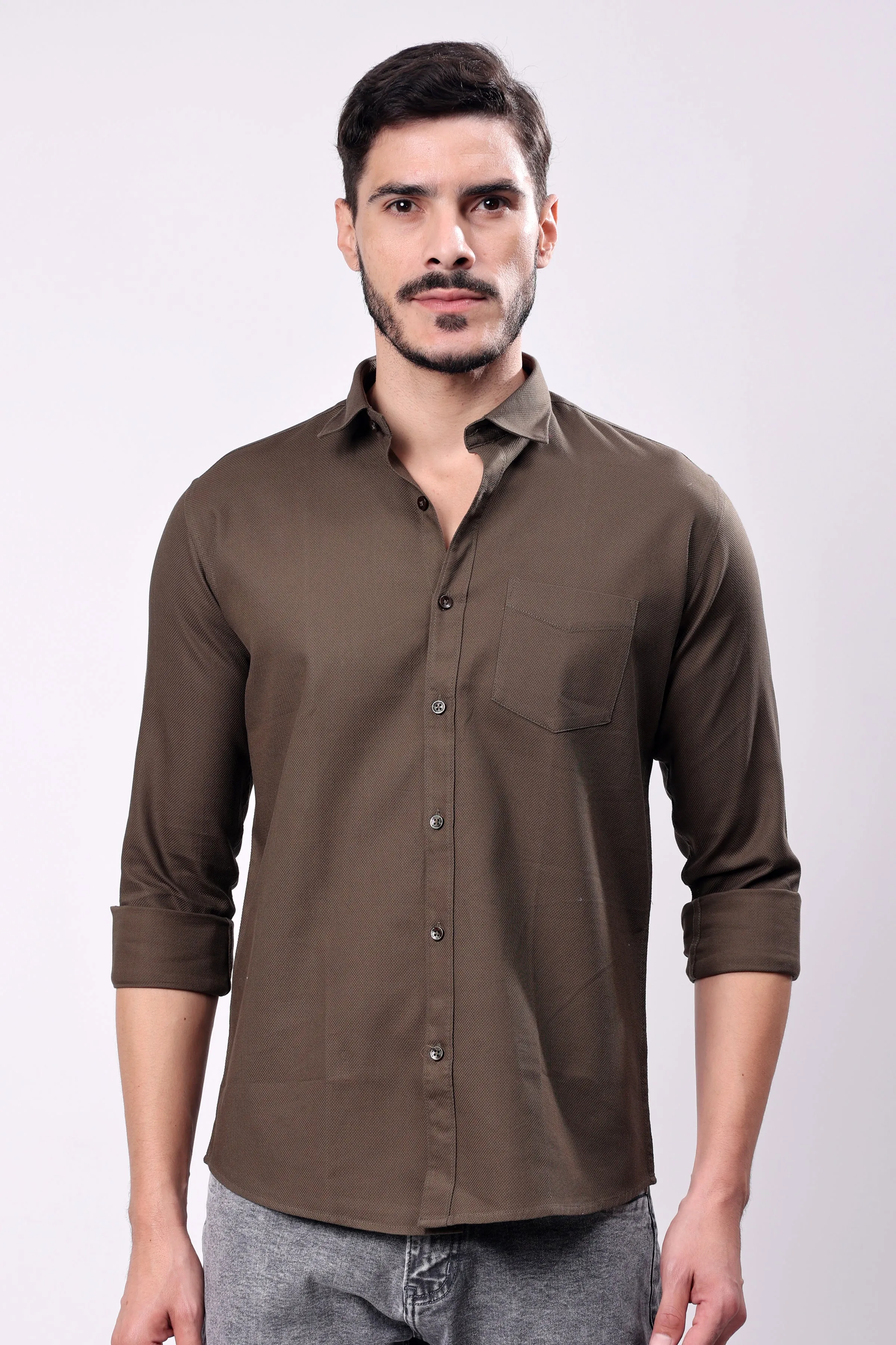 Stylox Men's Solid Slim Fit Casual Shirt