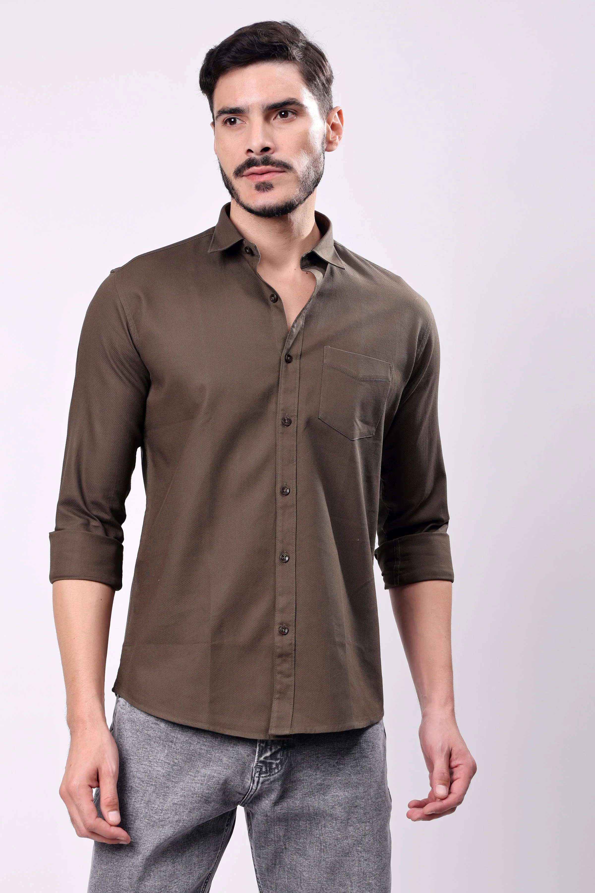 Stylox Men's Solid Slim Fit Casual Shirt