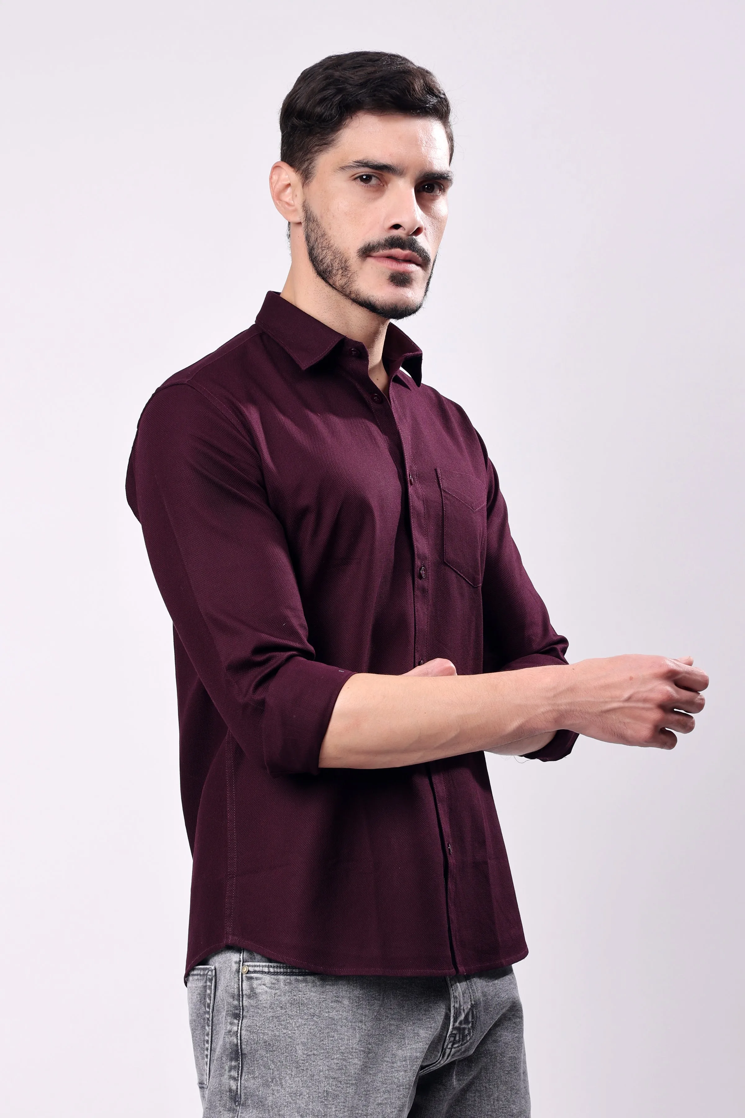 Stylox Men's Solid Slim Fit Casual Shirt