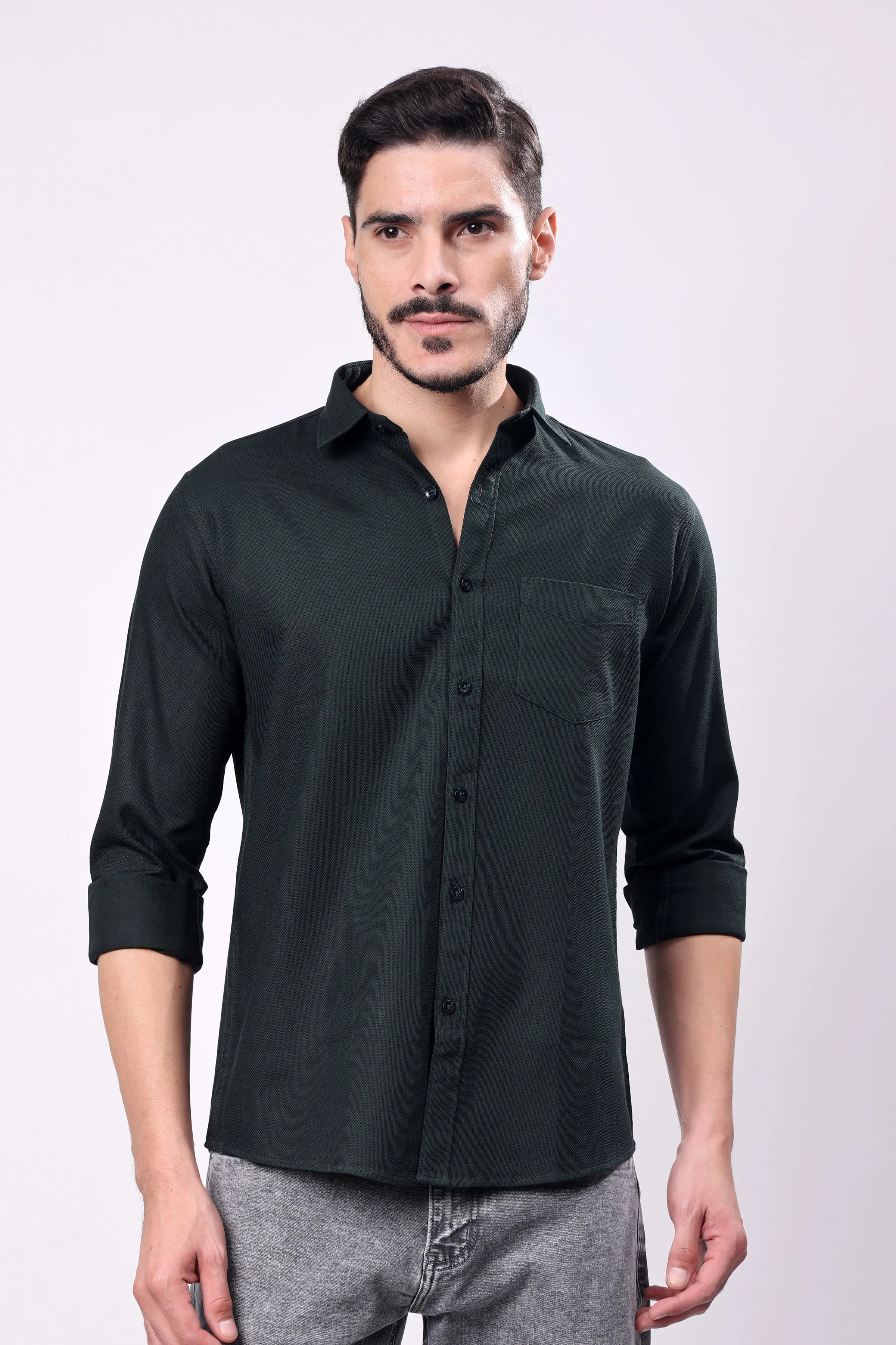 Stylox Men's Solid Slim Fit Casual Shirt