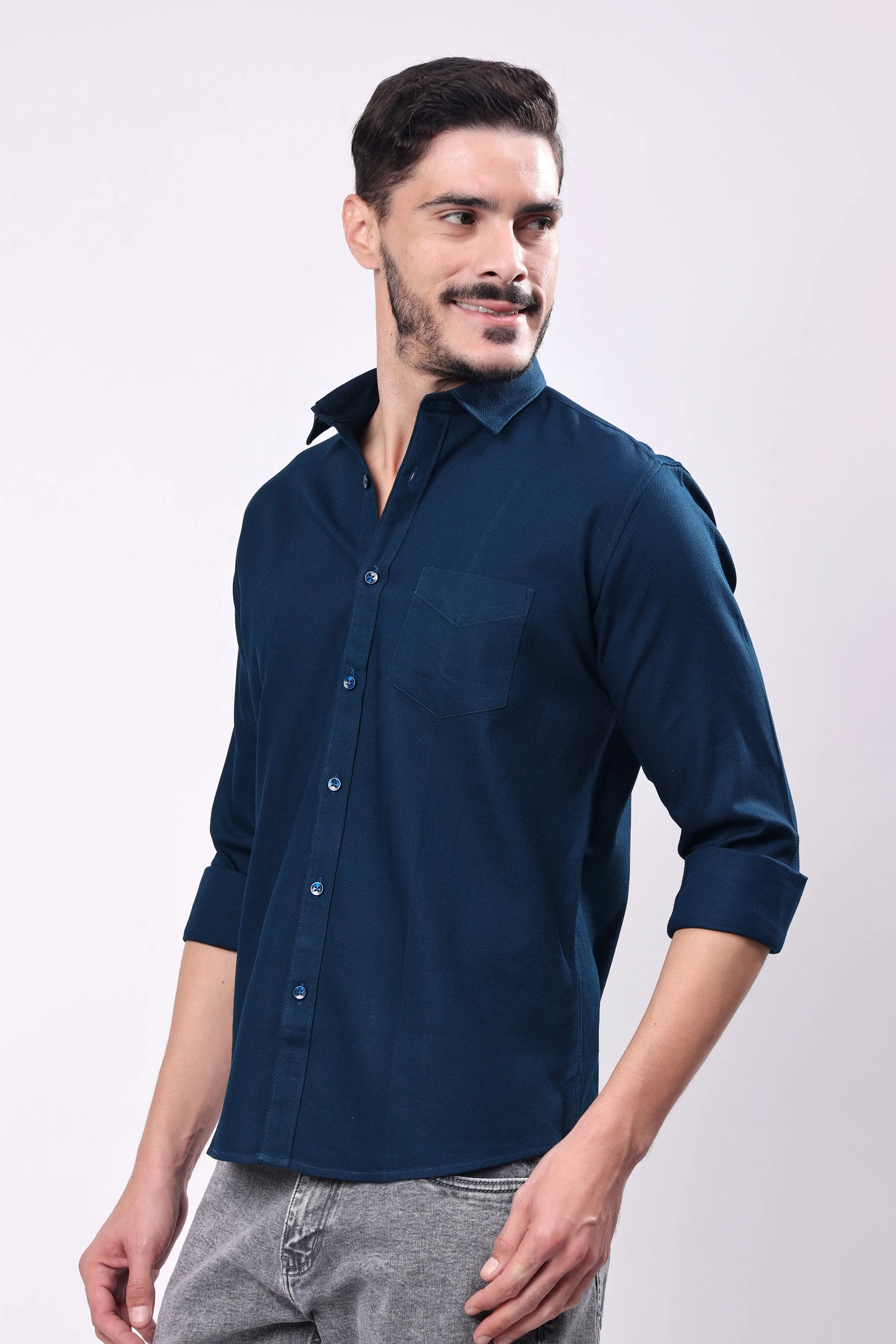 Stylox Men's Solid Slim Fit Casual Shirt