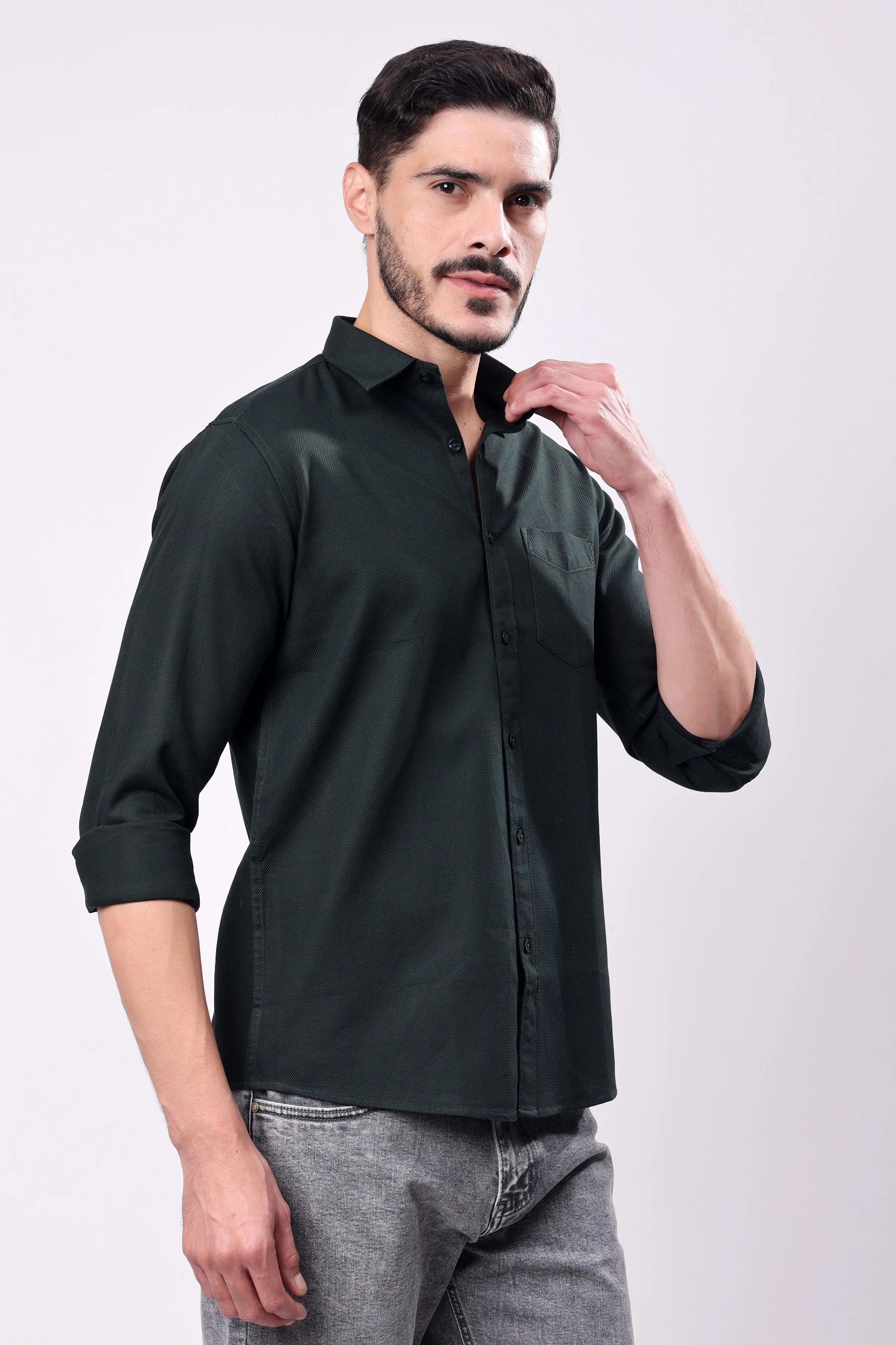 Stylox Men's Solid Slim Fit Casual Shirt