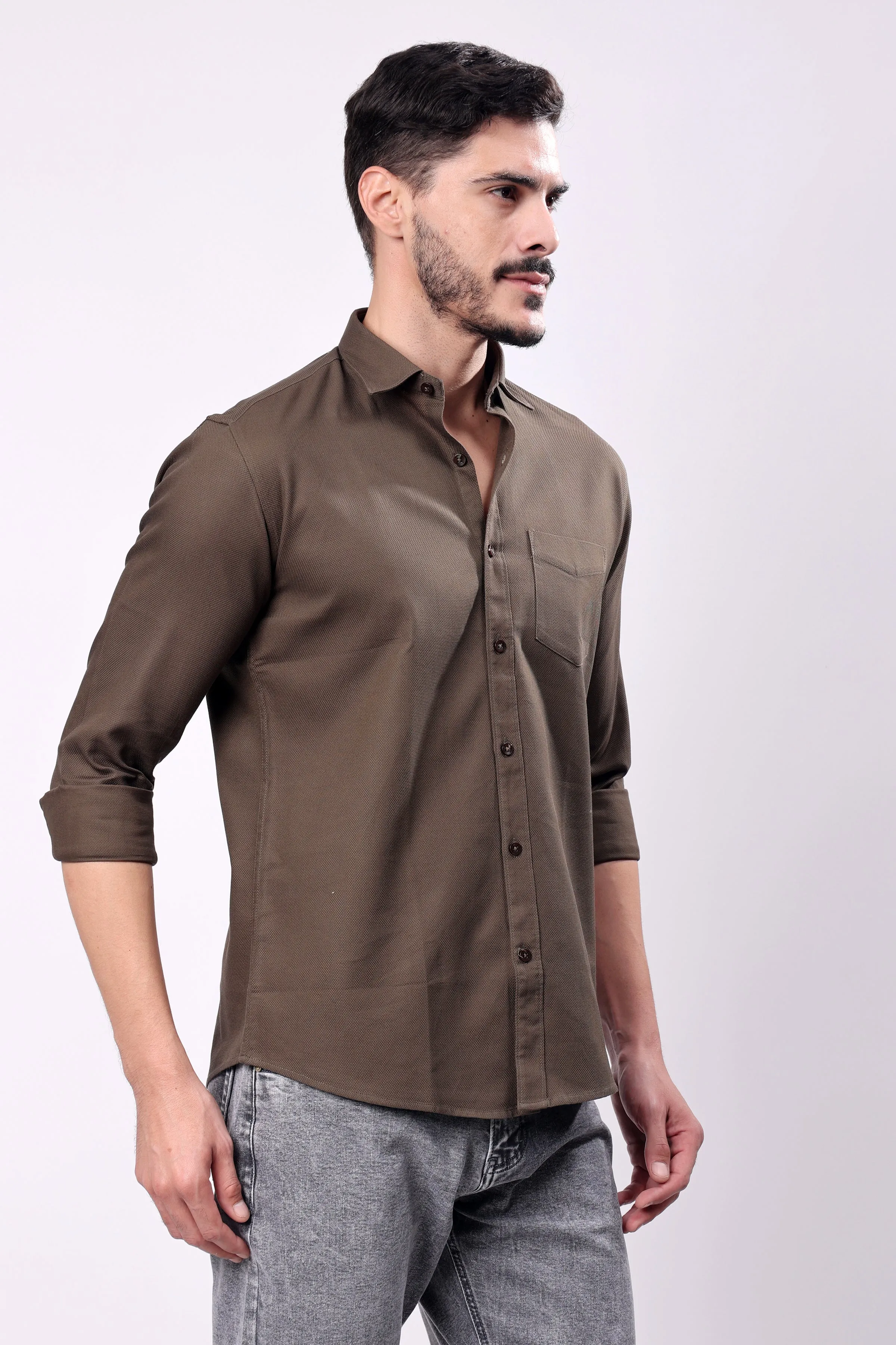 Stylox Men's Solid Slim Fit Casual Shirt