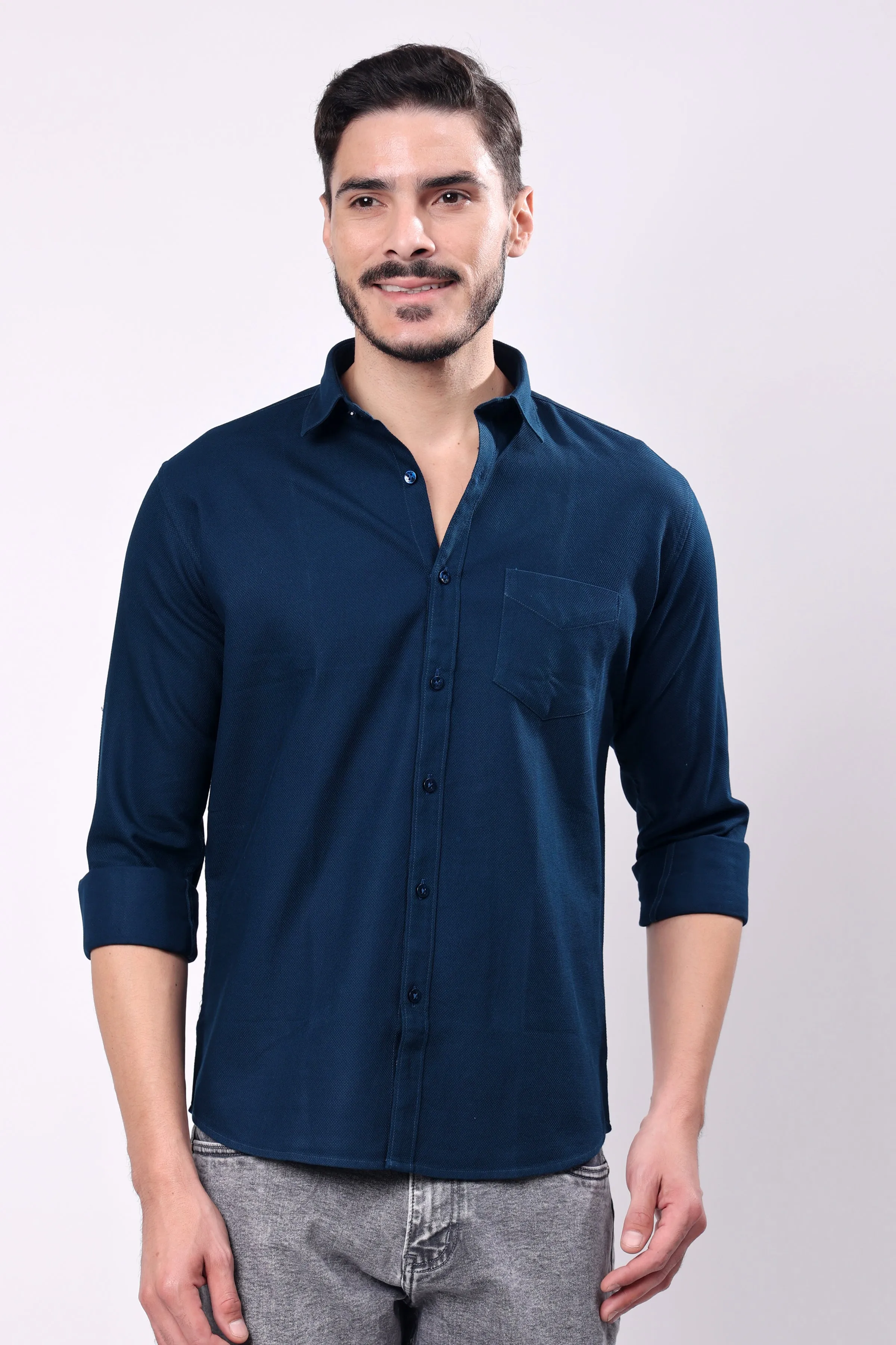 Stylox Men's Solid Slim Fit Casual Shirt