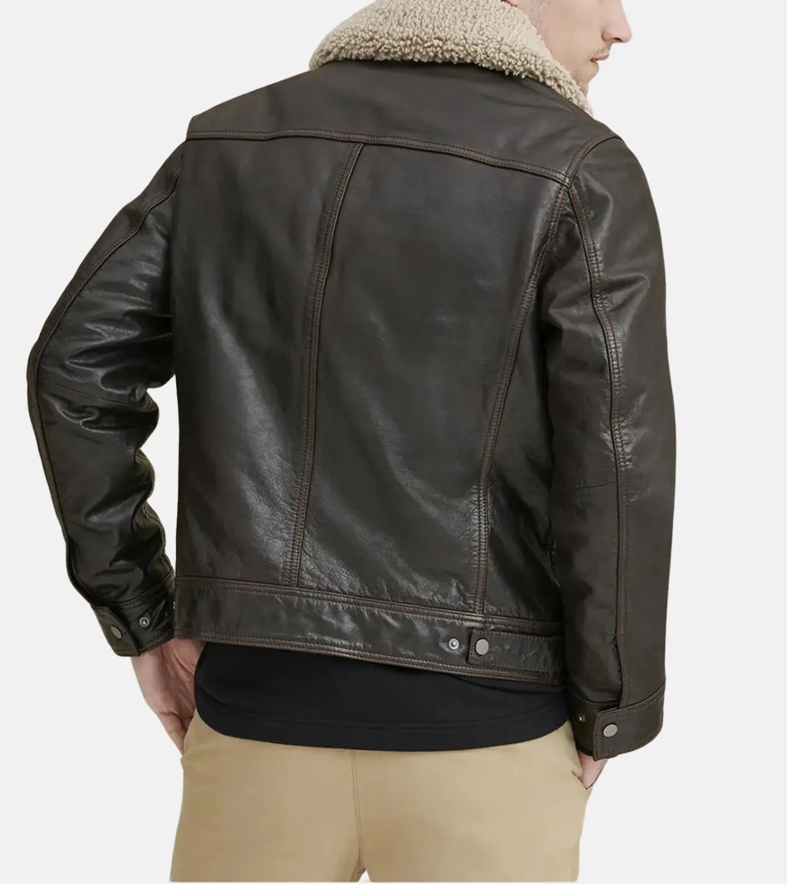 Truker Shearling Collar Men's Leather Jacket