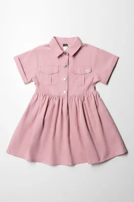 Twill Utility Dress Dusty Pink