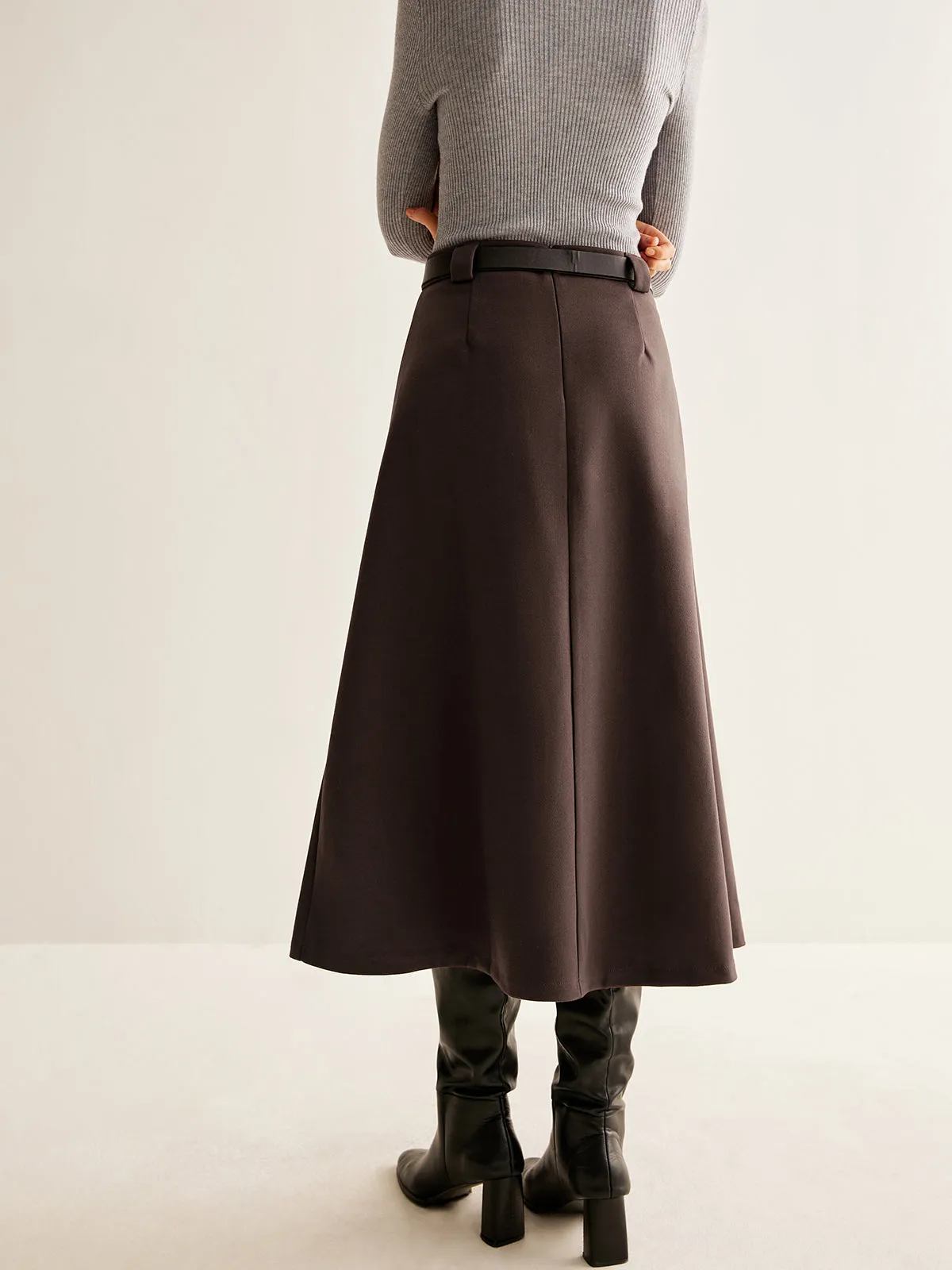 Utility Pleated Belted Skirt