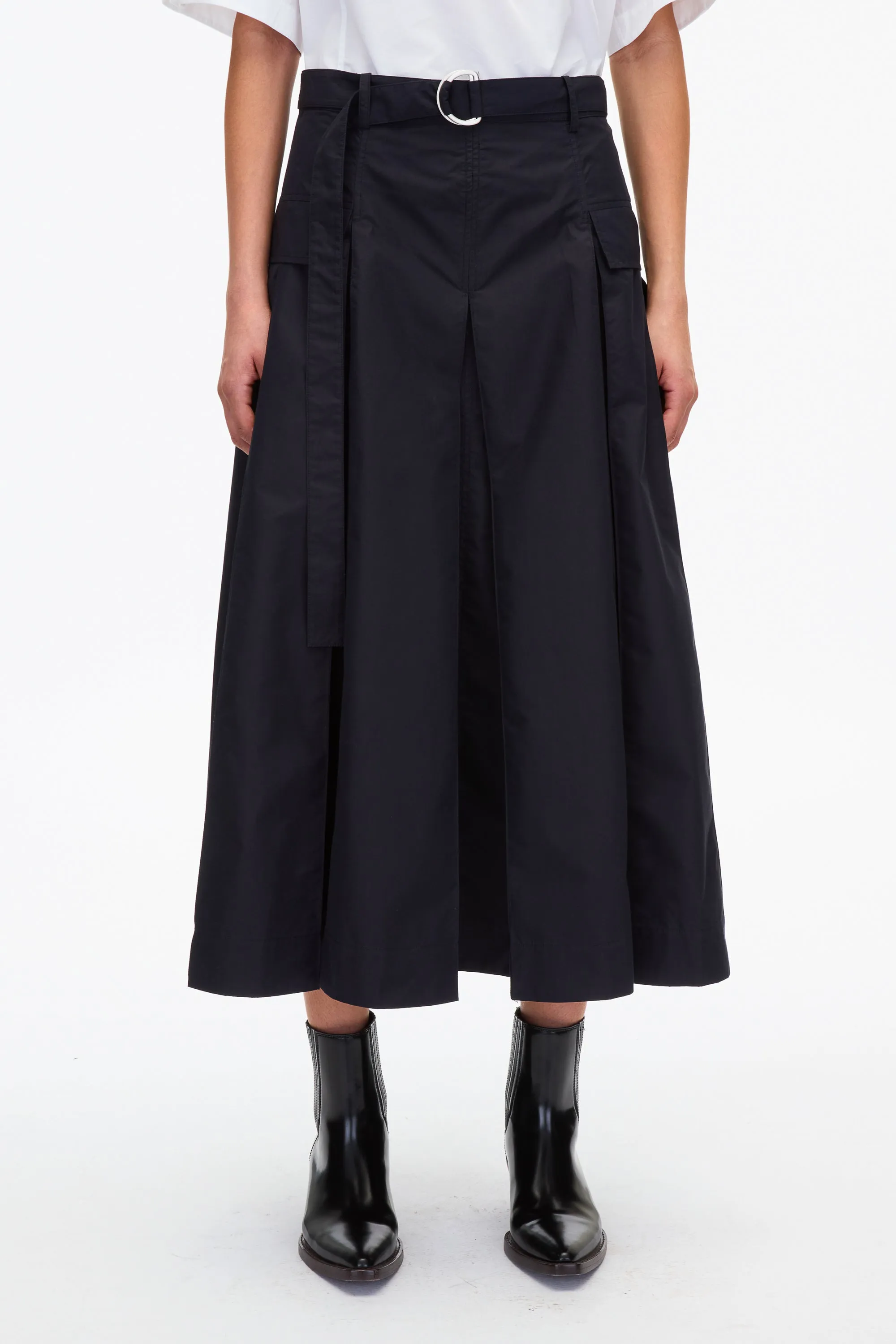 Utility Poplin Midi Skirt