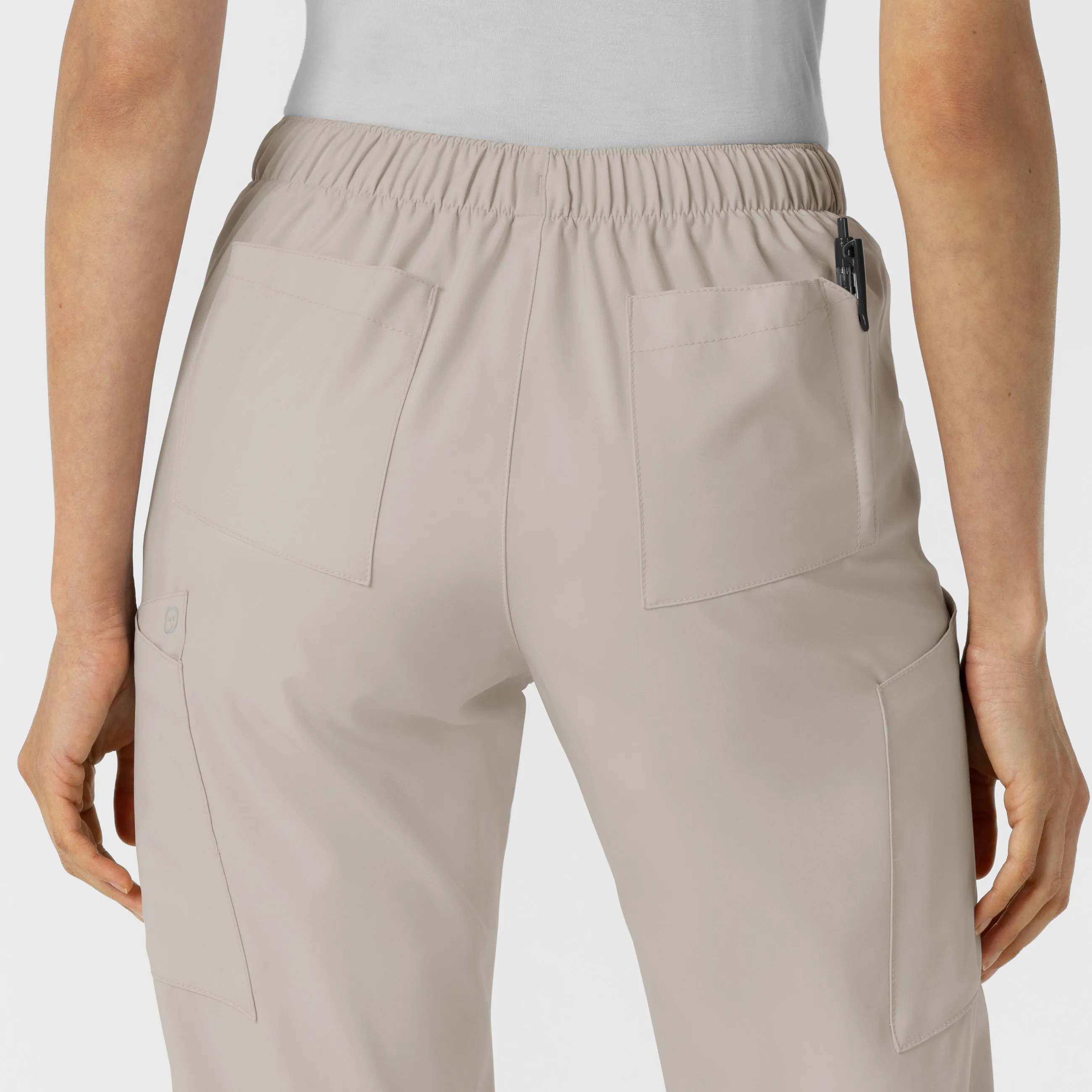 W123 Women's Flat Front Cargo Scrub Pant - Cloud