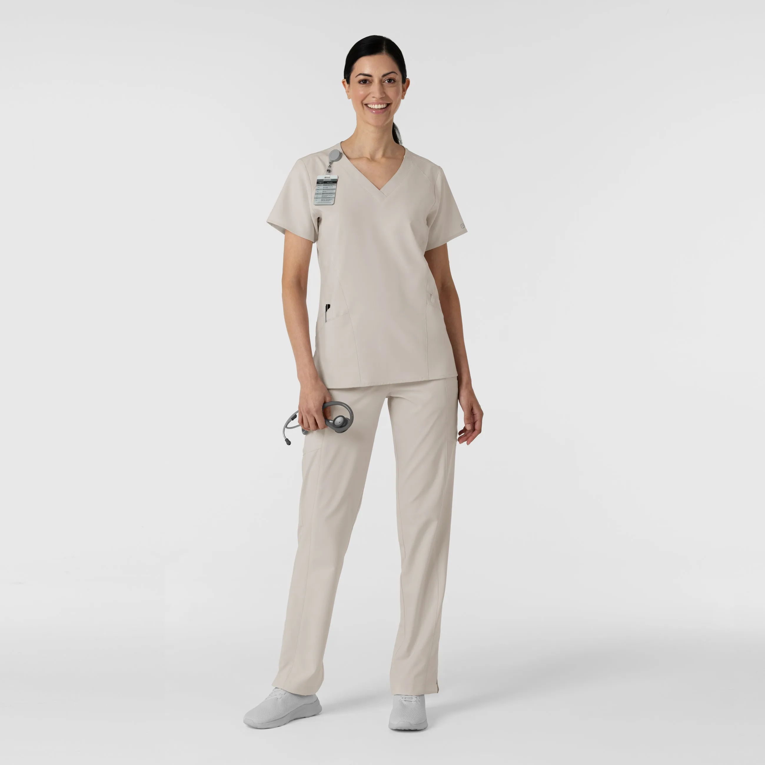 W123 Women's Flat Front Cargo Scrub Pant - Cloud