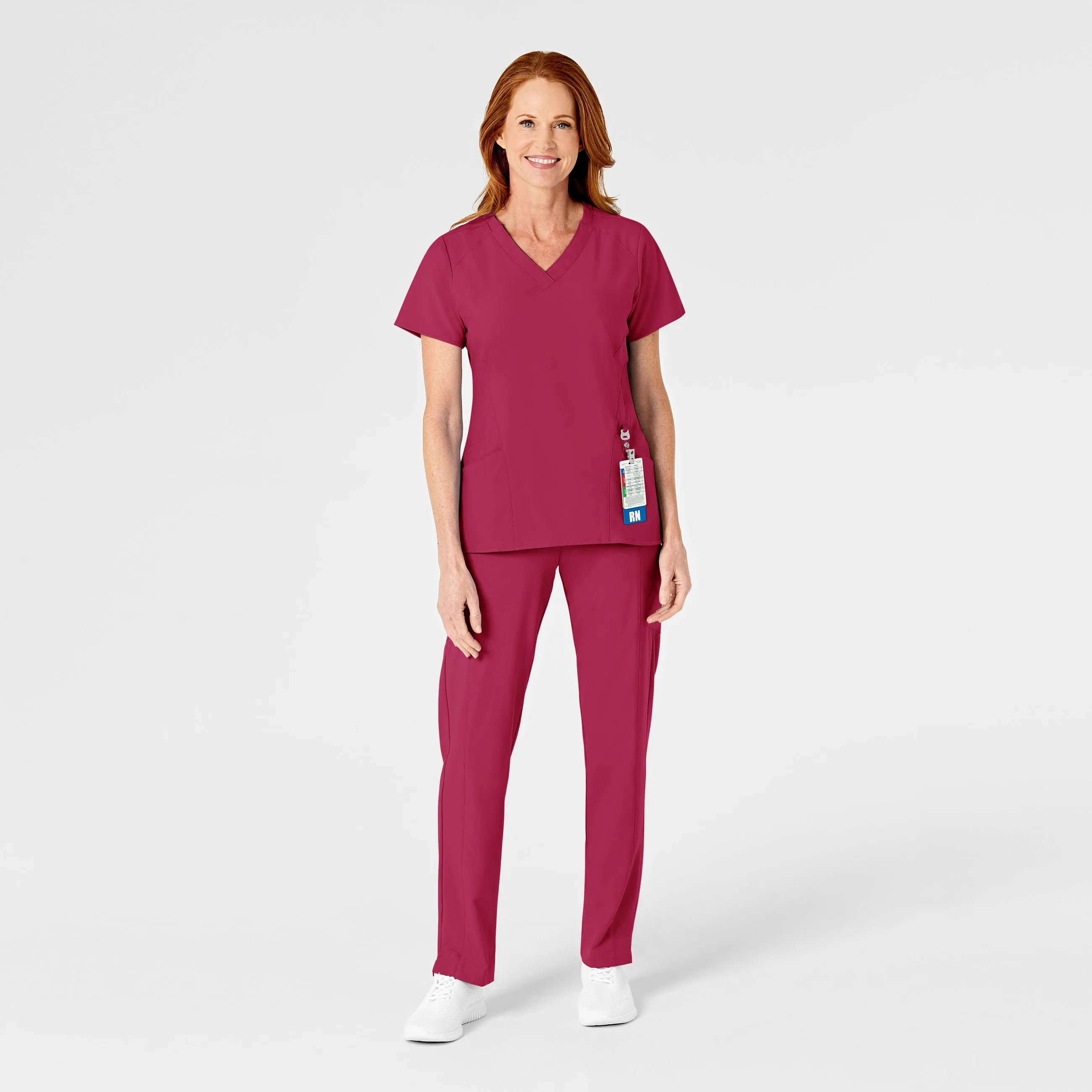 W123 Women's Flat Front Cargo Scrub Pant - Viva Magenta