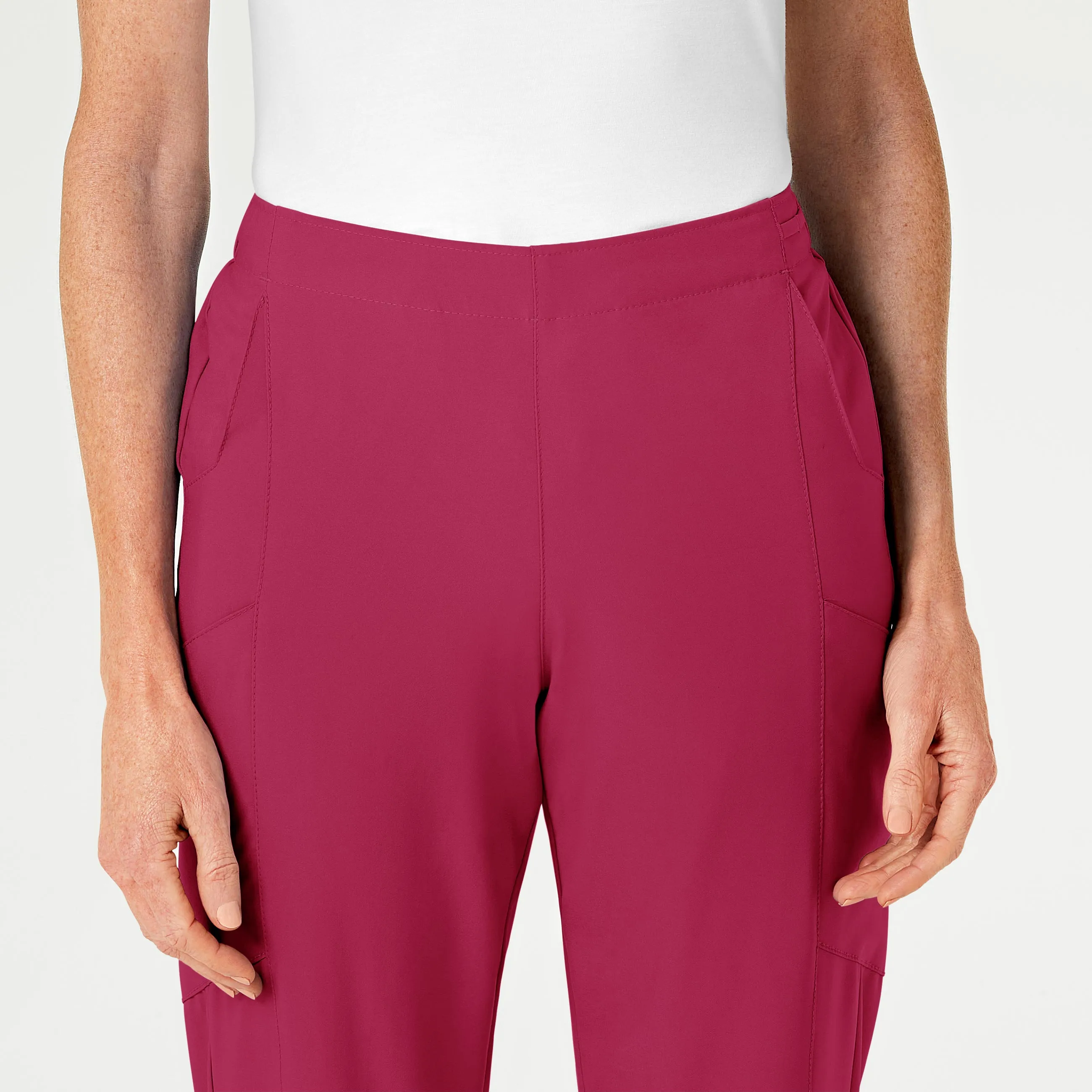 W123 Women's Flat Front Cargo Scrub Pant - Viva Magenta