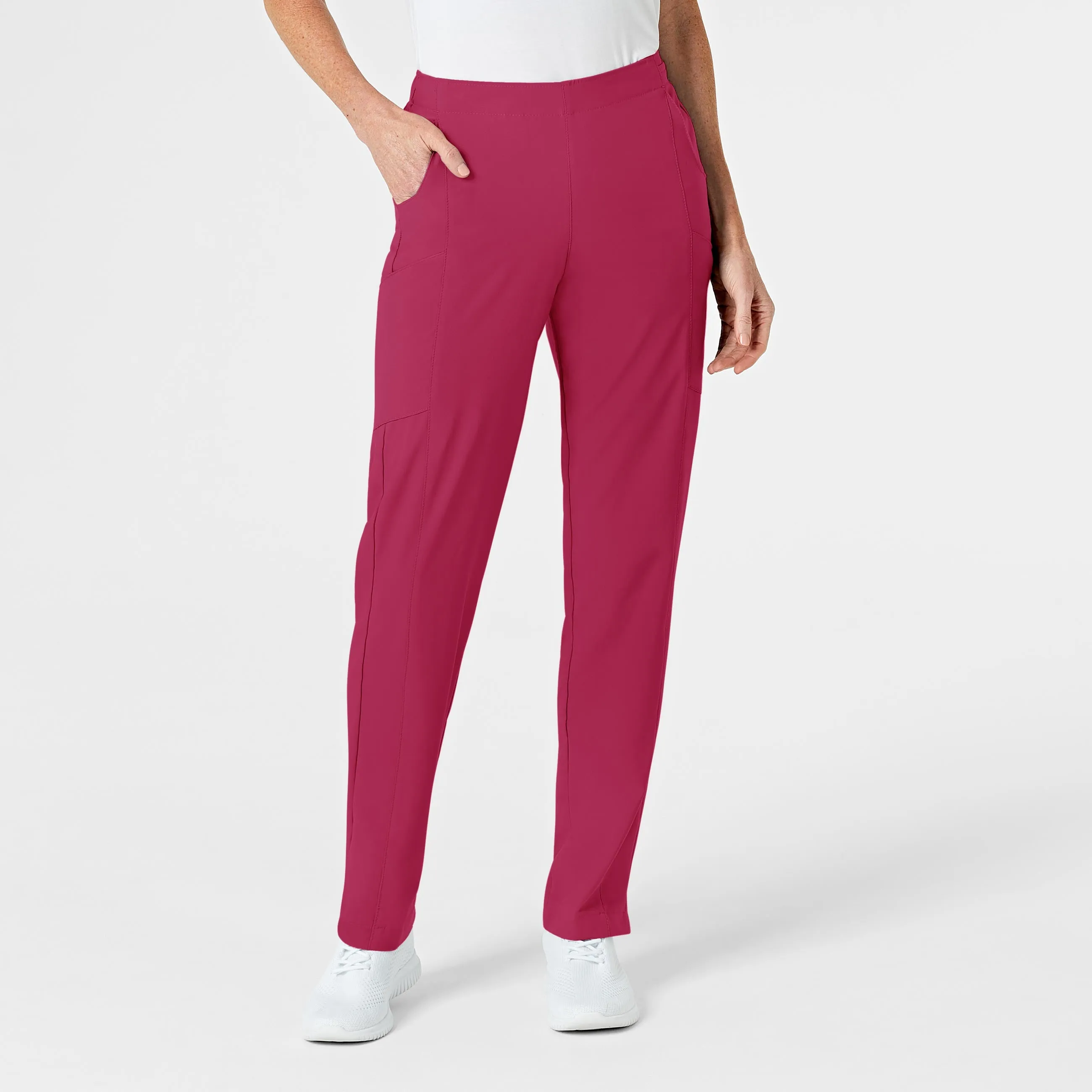 W123 Women's Flat Front Cargo Scrub Pant - Viva Magenta