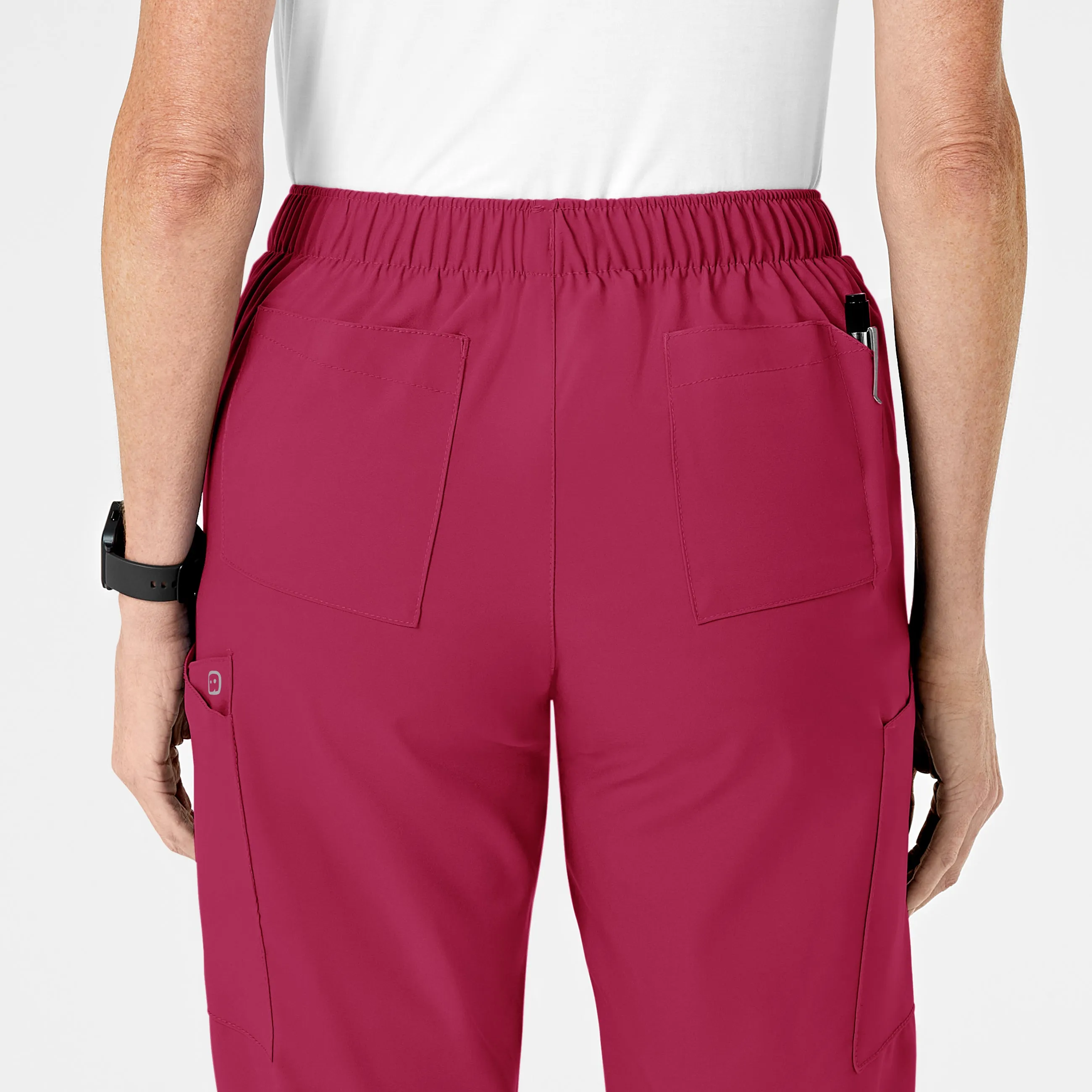 W123 Women's Flat Front Cargo Scrub Pant - Viva Magenta