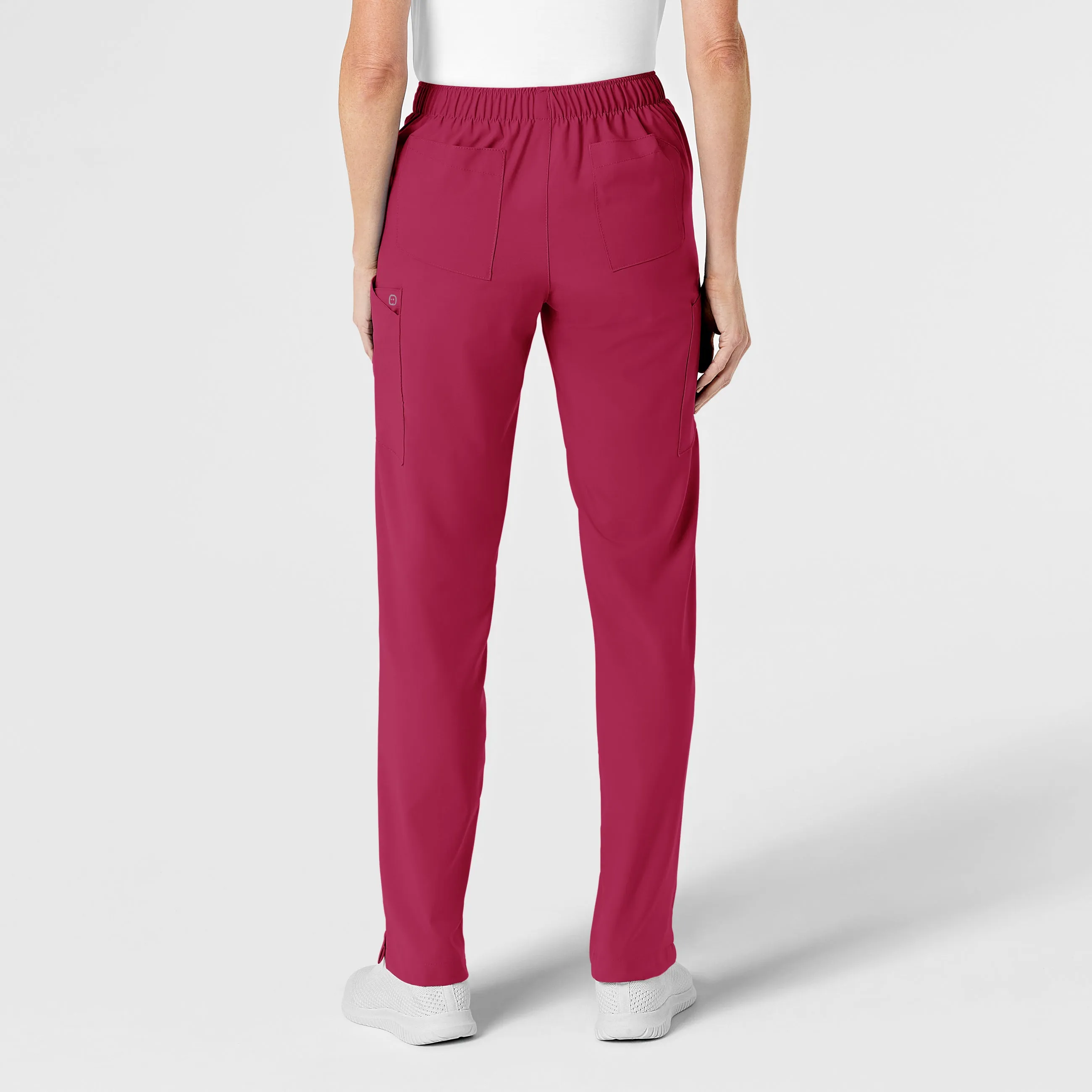 W123 Women's Flat Front Cargo Scrub Pant - Viva Magenta