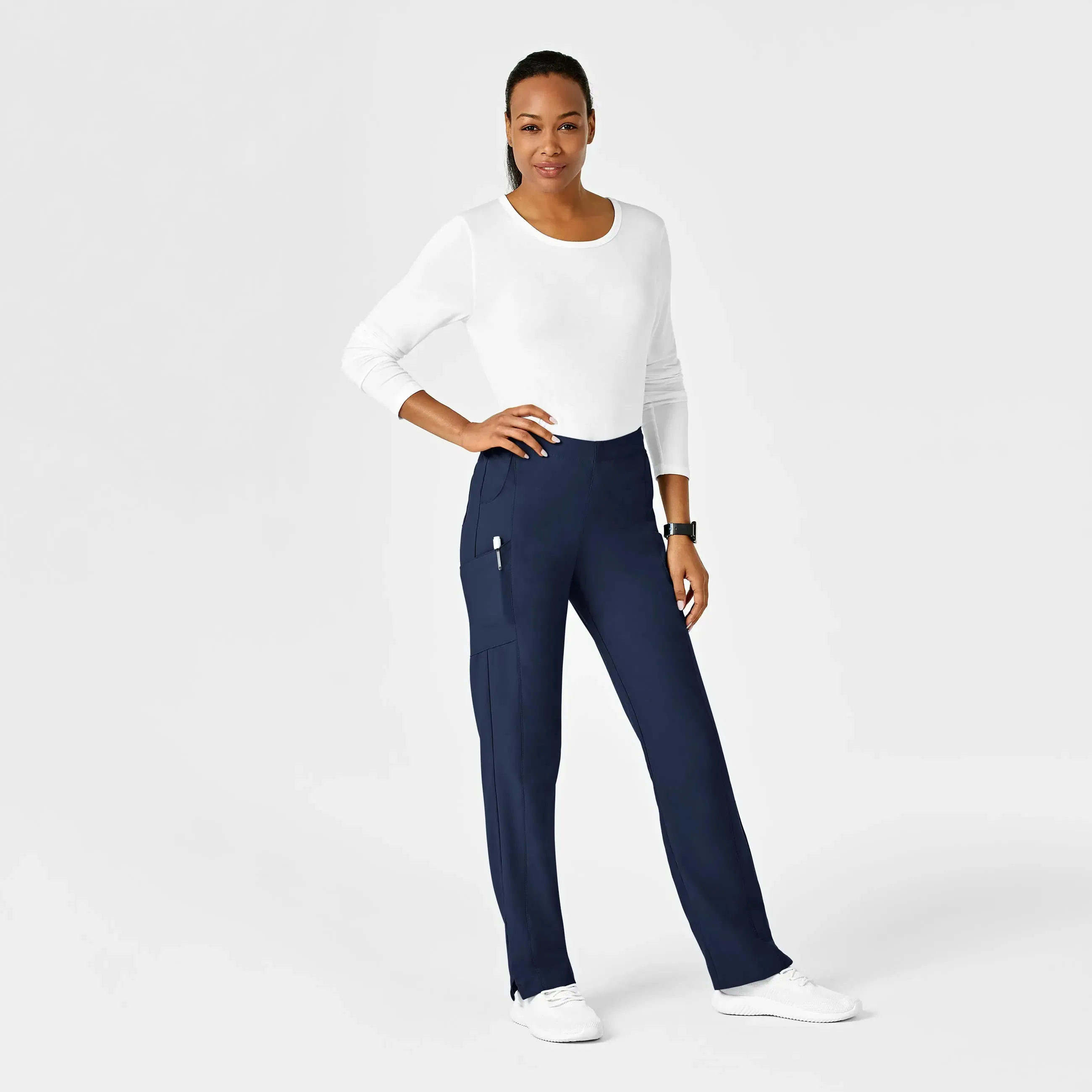 Wink Women's Flat Front Cargo Scrub Pant - Navy