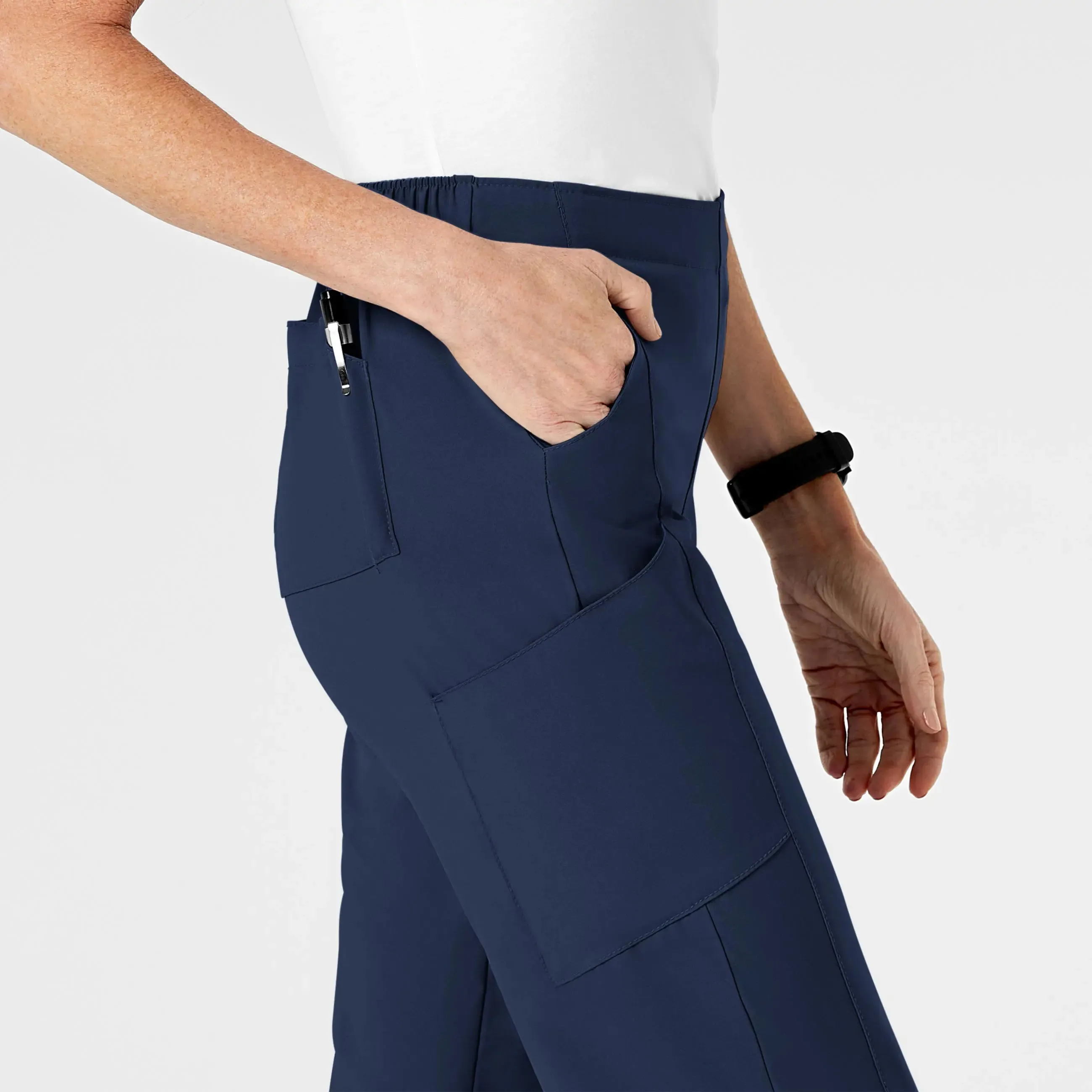 Wink Women's Flat Front Cargo Scrub Pant - Navy