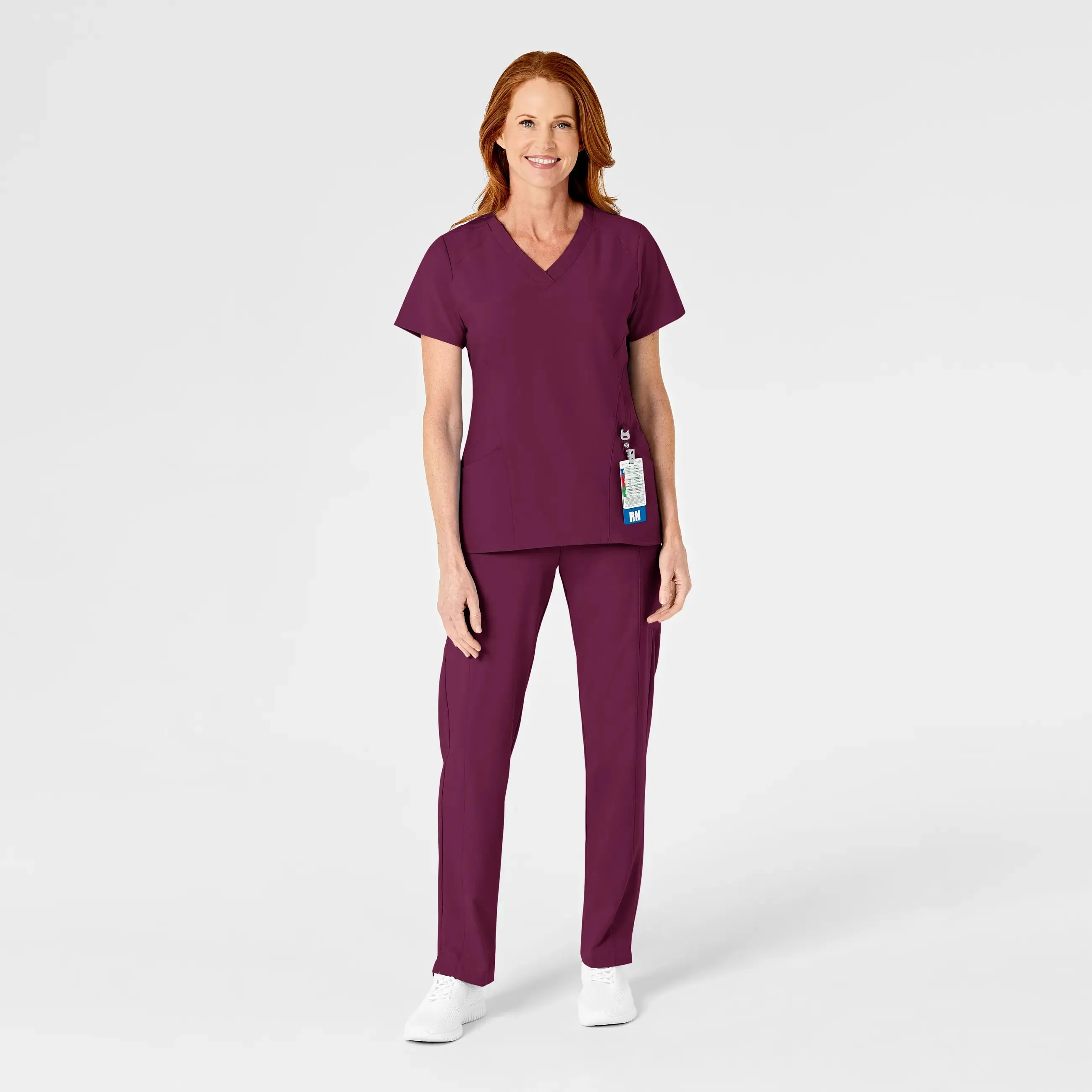 Wink Women's Flat Front Cargo Scrub Pant - Wine