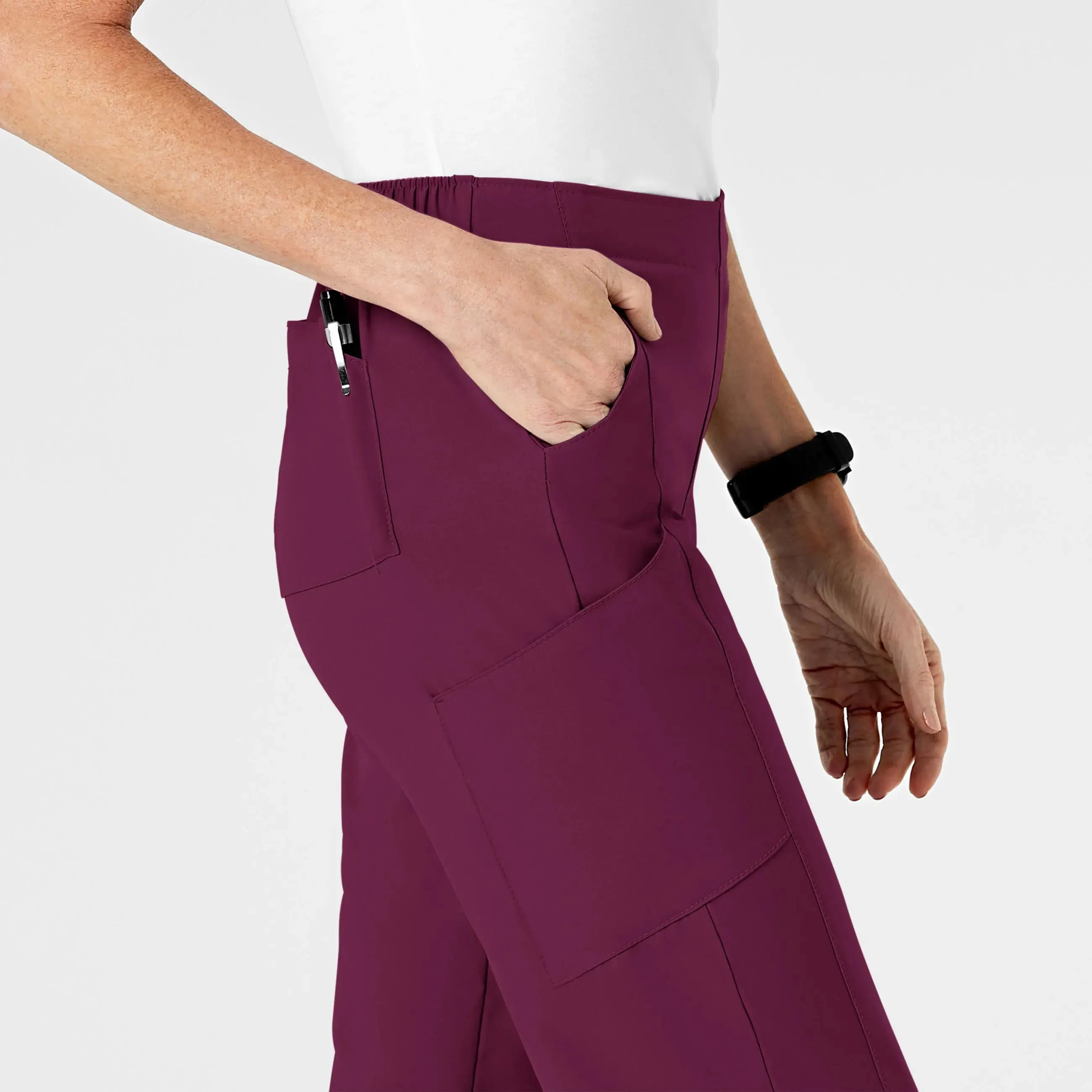 Wink Women's Flat Front Cargo Scrub Pant - Wine