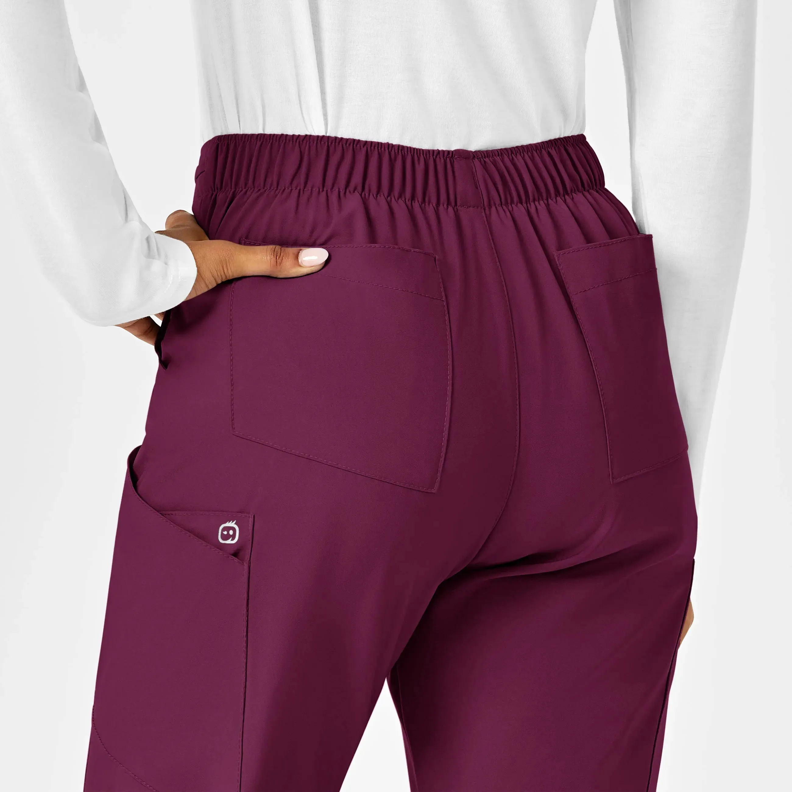 Wink Women's Flat Front Cargo Scrub Pant - Wine