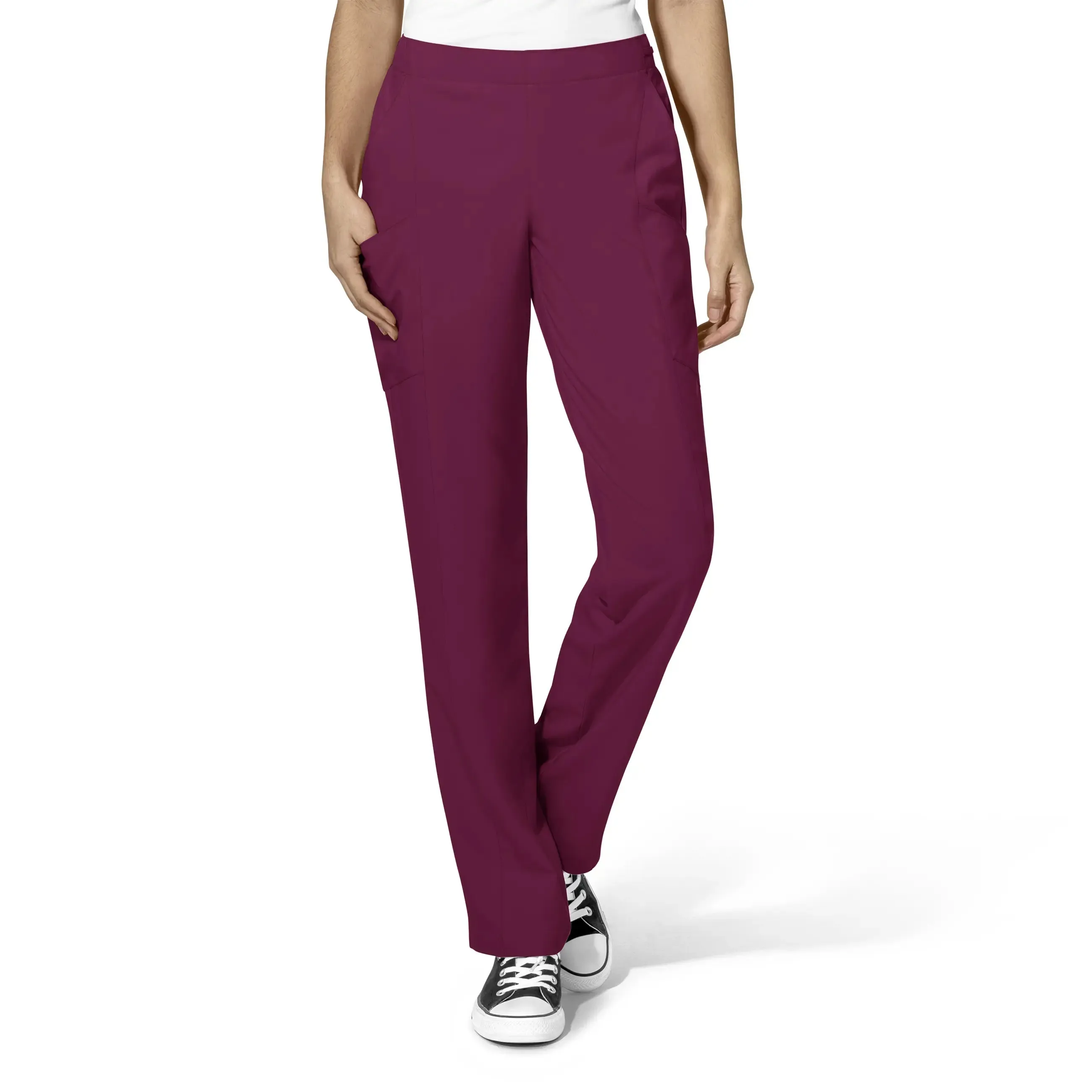 Wink Women's Flat Front Cargo Scrub Pant - Wine