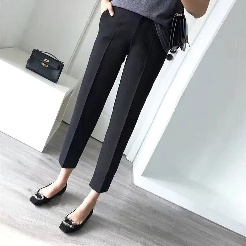 Wjczt 2022 New Korean Fashion Suit Elegant Women's Summer Clothes Thin 7-point Sleeve Printed Jacket Straight Pants Two-piece Set