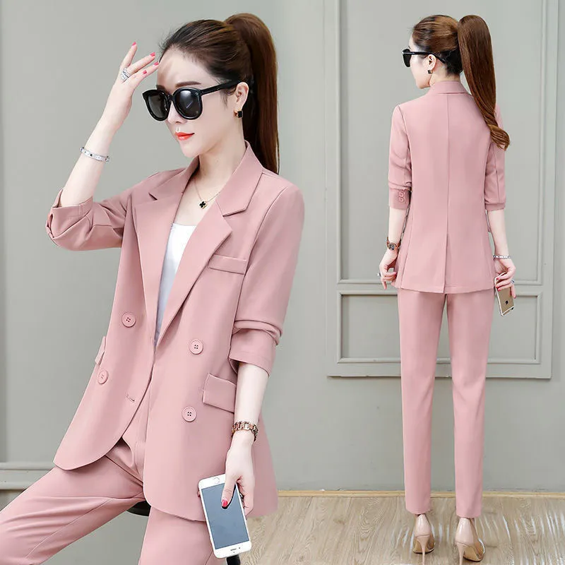 Wjczt Summer New Korean Fashion Elegant Women's Trouser Suits Office Blazer White Vest Casual Pants Three Piece Set Female Jacket Set