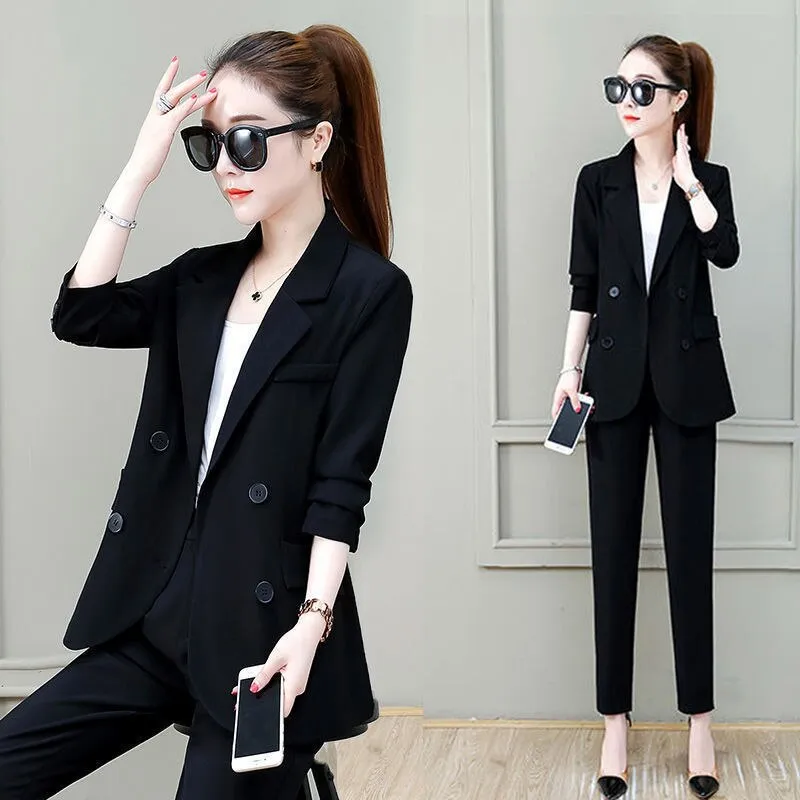 Wjczt Summer New Korean Fashion Elegant Women's Trouser Suits Office Blazer White Vest Casual Pants Three Piece Set Female Jacket Set