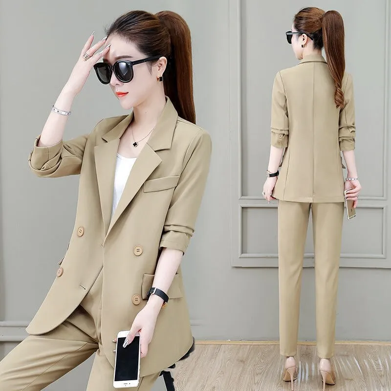 Wjczt Summer New Korean Fashion Elegant Women's Trouser Suits Office Blazer White Vest Casual Pants Three Piece Set Female Jacket Set