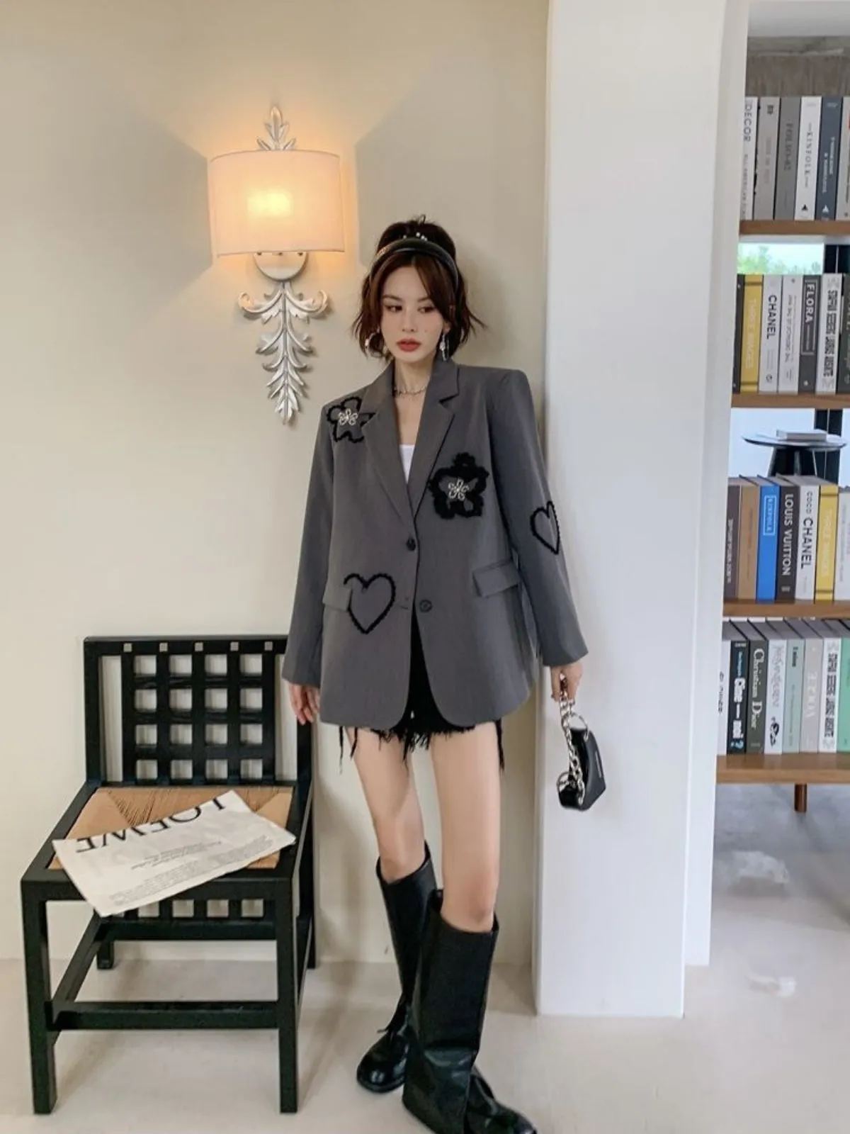 WLS Three-Dimensional Love Flower Embroidered Jacket