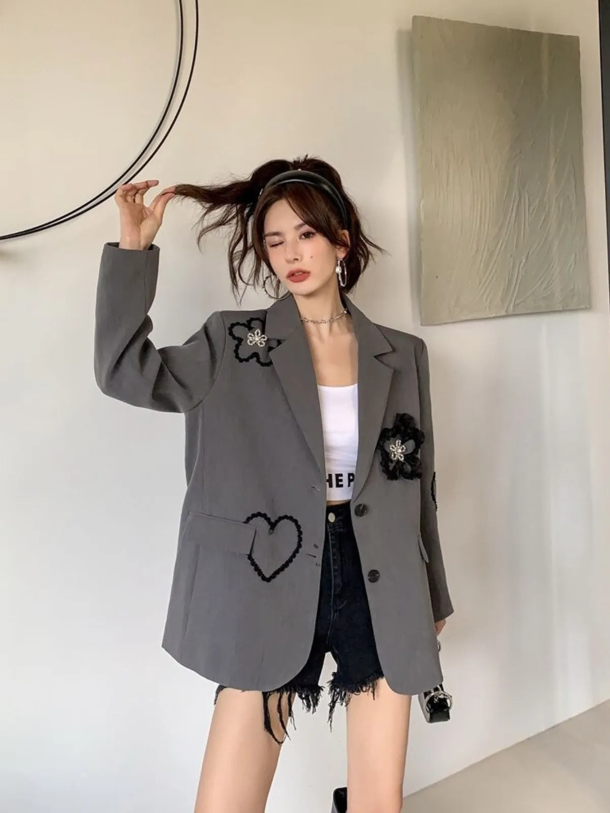 WLS Three-Dimensional Love Flower Embroidered Jacket