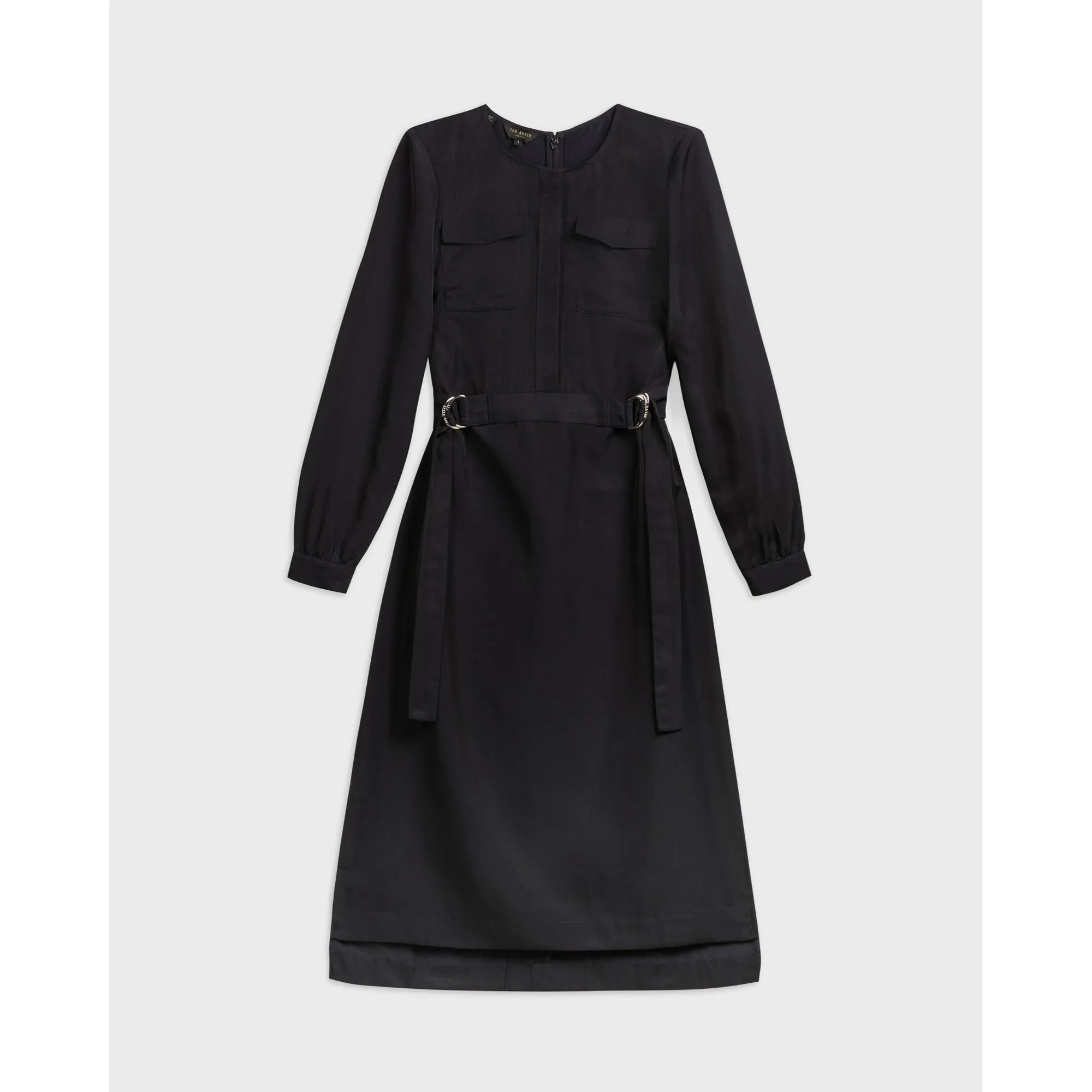 Women Aminna-Long Sleeve Utility Midi Dress - Navy