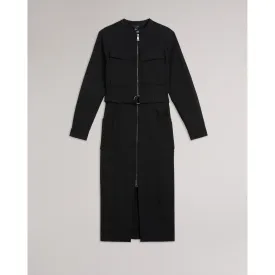 Women Wmd-Hattei-Belted Shirt Dress With Utility Detailing - Black