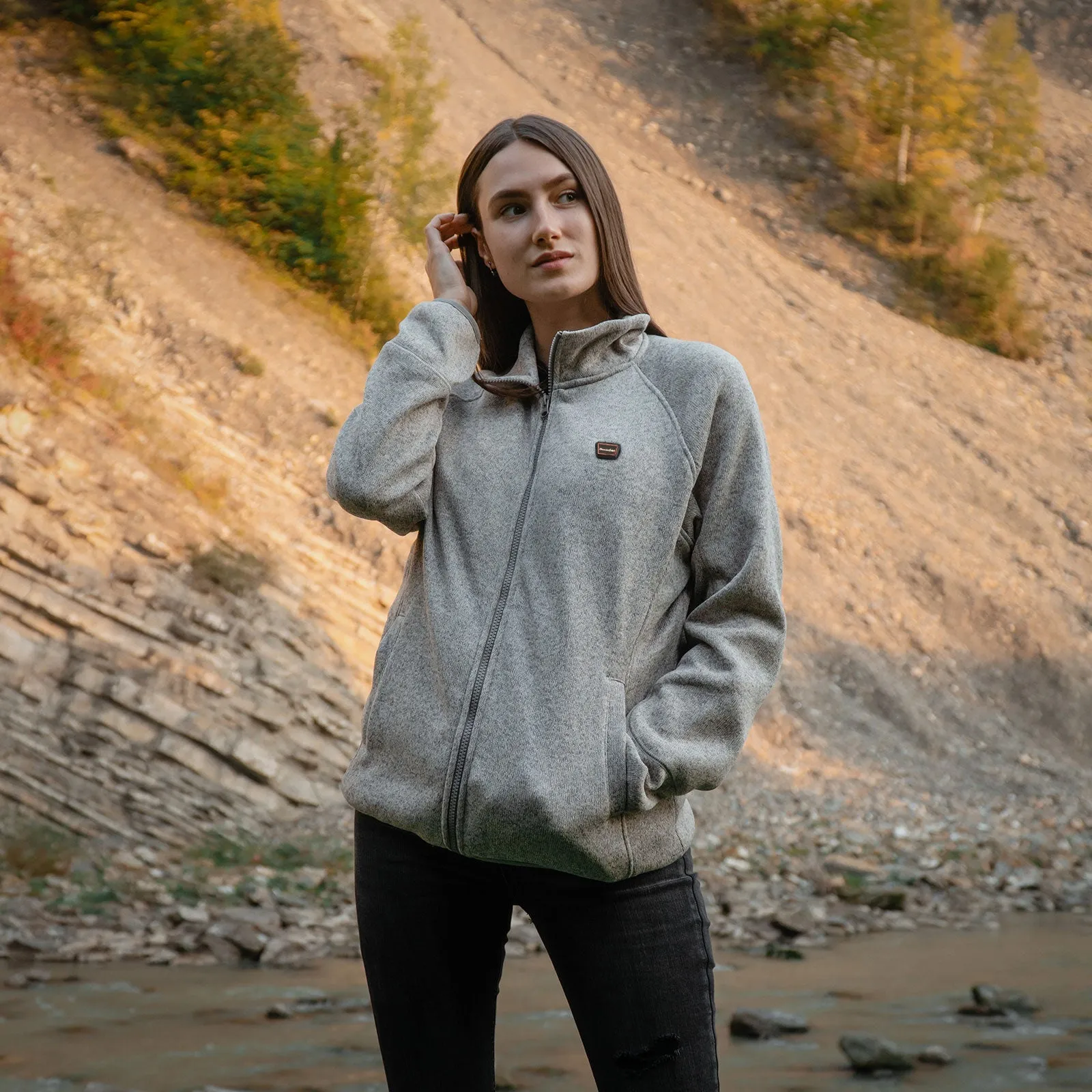 Women's Heated Fleece Jacket 5V - Grey