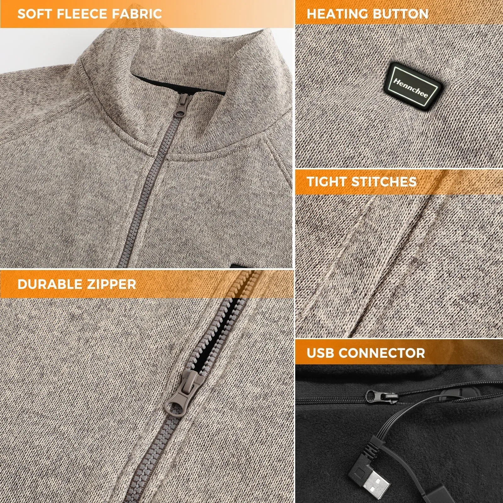 Women's Heated Fleece Jacket 5V - Grey